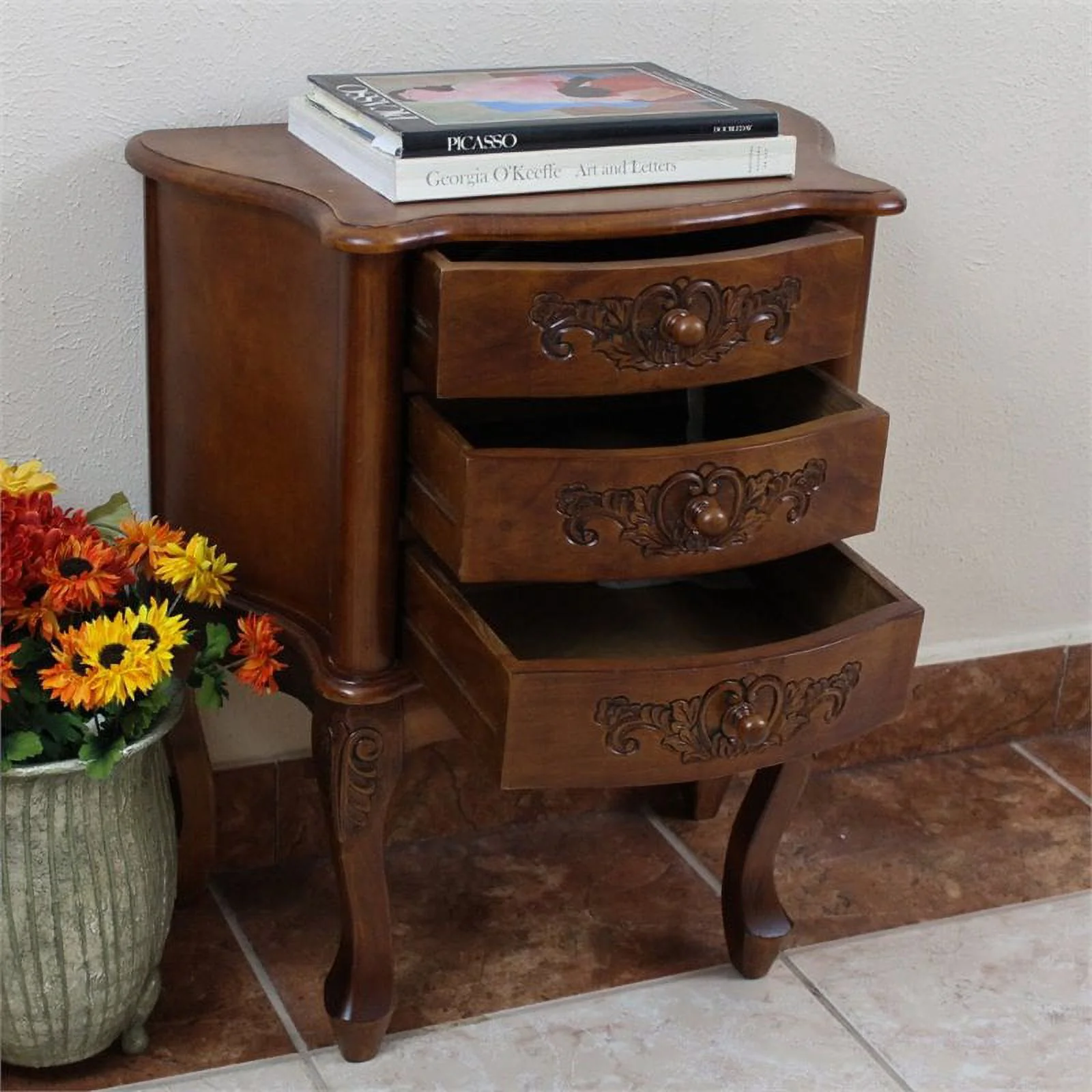 Bowery Hill 3 Drawer End Table in Walnut Stain