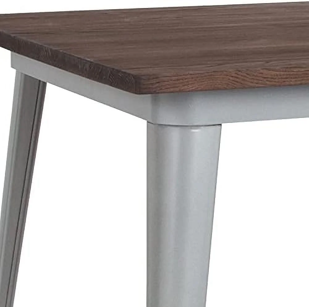 HBBOOMLIFE 31.5" Square Silver/Wood Metal Indoor  Height Table