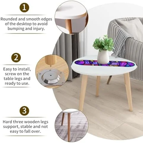 JYHOME Small Coffee Nesting  Stained Glass Font Letter w Triangle End  Center   Modern   Room Bedroom Balcony