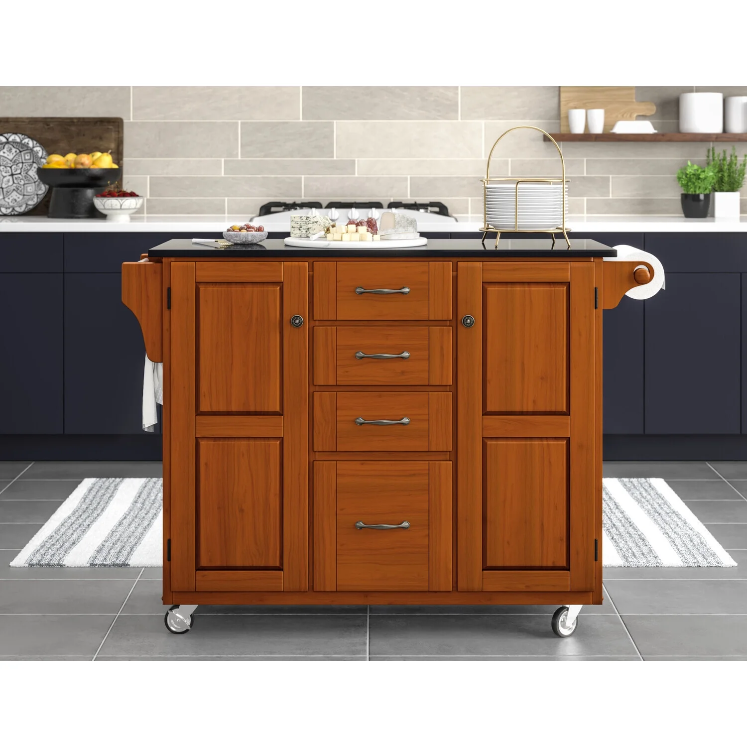 Homestock Natural BeautyBrown Wood Kitchen Cart