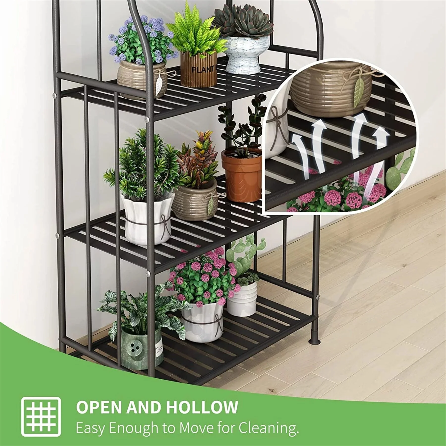 Plant Stand Scrollwork Design Indoor and Outdoor Flower Rack, Home Storage Organizer Shelf (5 Tier)