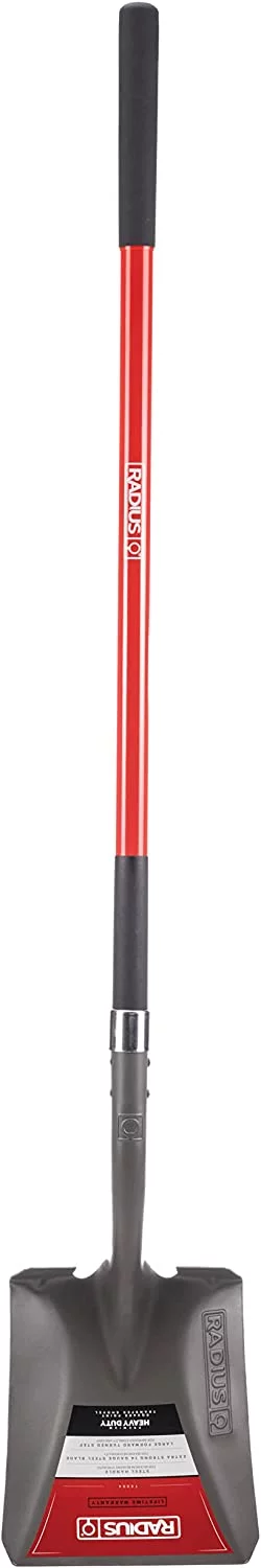 Radius Premium Long Handle Square-Point Shovel, Steel Shaft