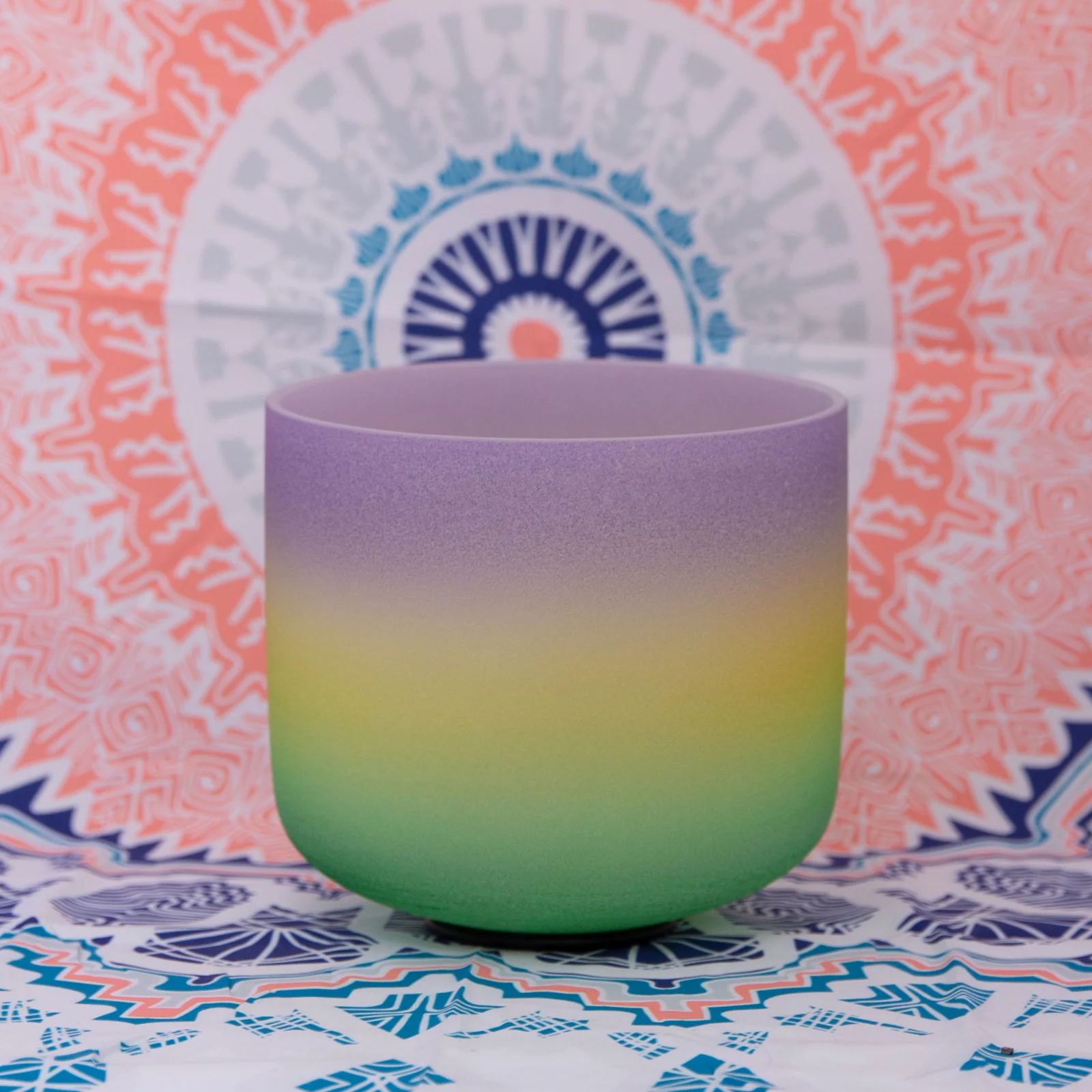 432 Hz B Crown Chakra Rainbow Quartz Frosted Crystal Singing Bowl 8 inch