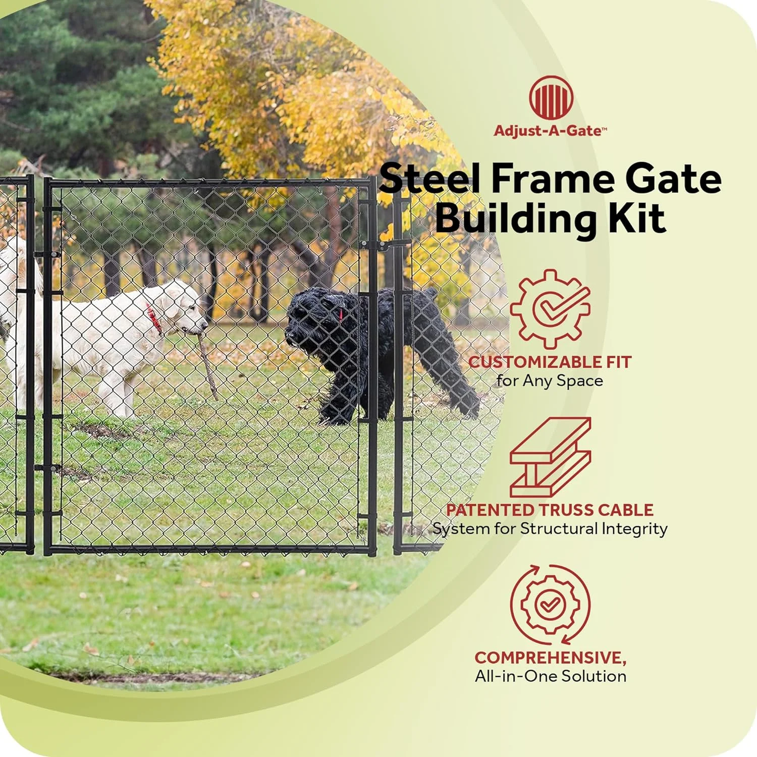 Fit-Right Adjustable Chain Link Gate Kit with Square Corner Frame and No Sag Chain Link for Outdoor Decking and Fencing, Black