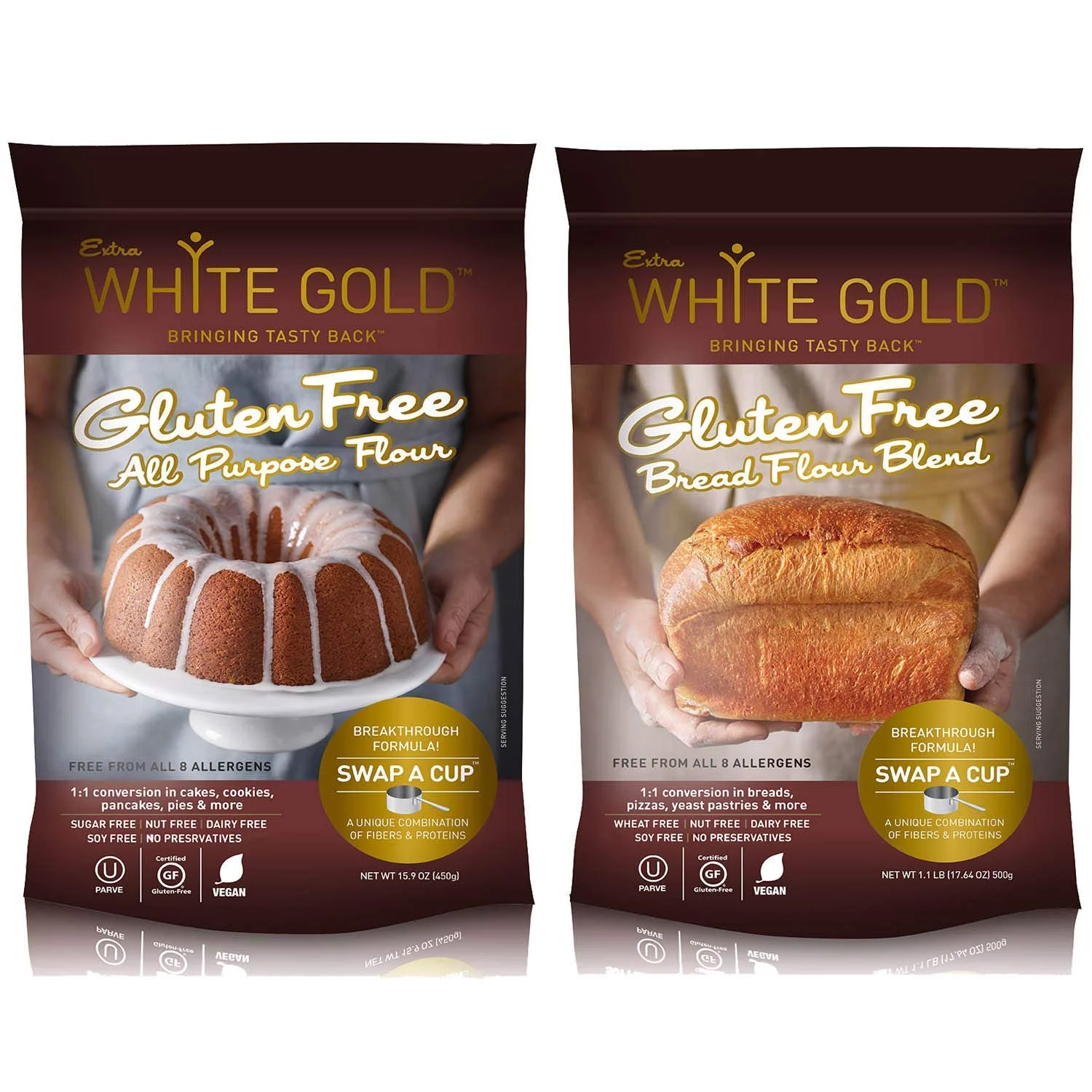 Extra White Gold Gluten Free Flours - All Purpose Flour & Bread Flour (Set of 2)