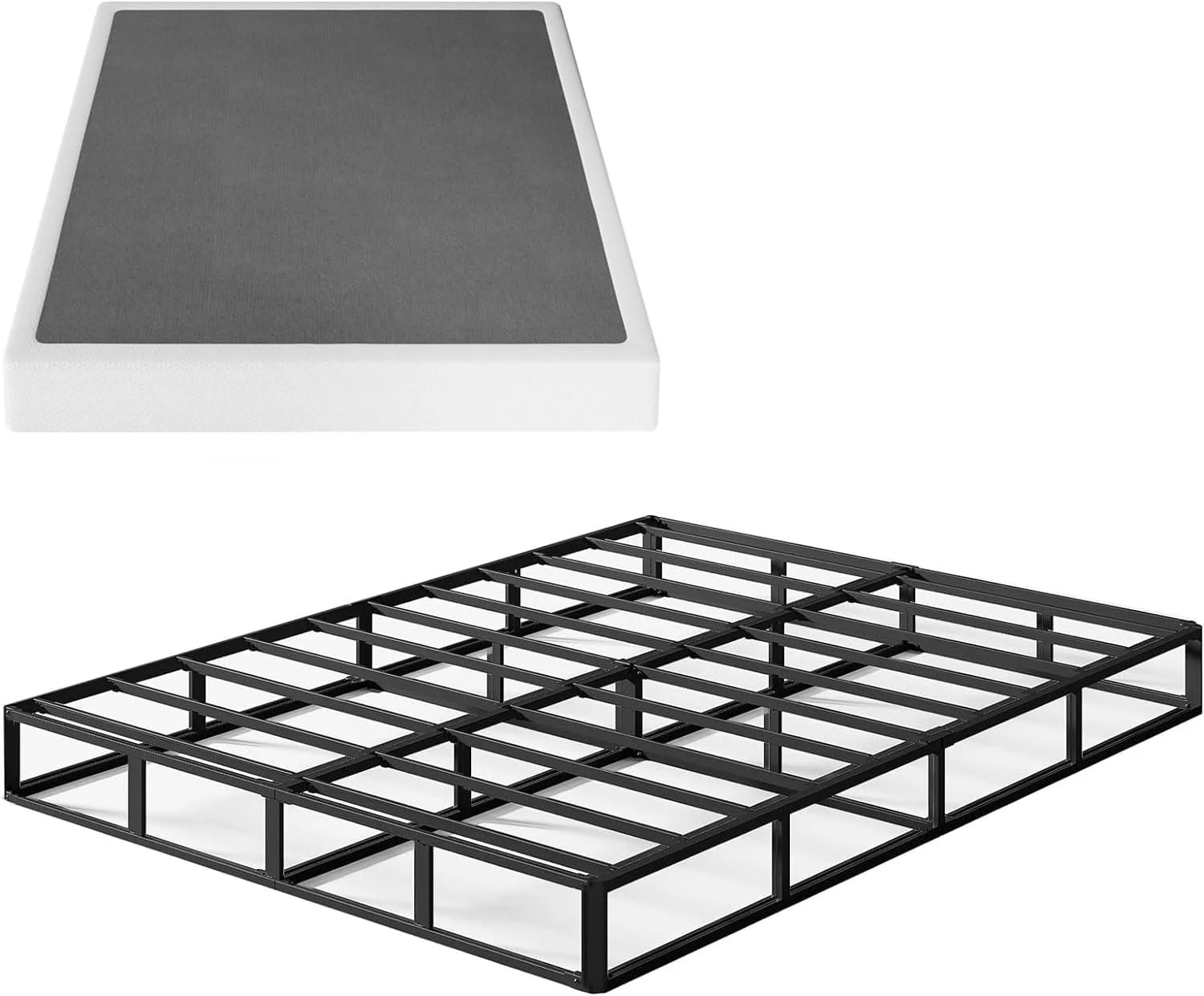 YILAN Box Spring Queen, 9 Inch Metal Queen Box Spring Only, Heavy Duty Mattress Foundation with Cover, Non-Slip, Noise Free, Easy Assembly (Queen, 9)