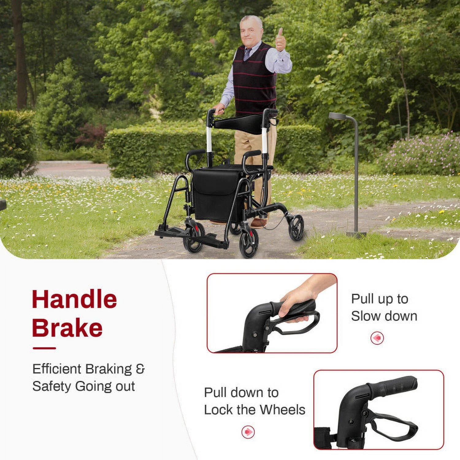 Multifunctional Rollator Walker with 8