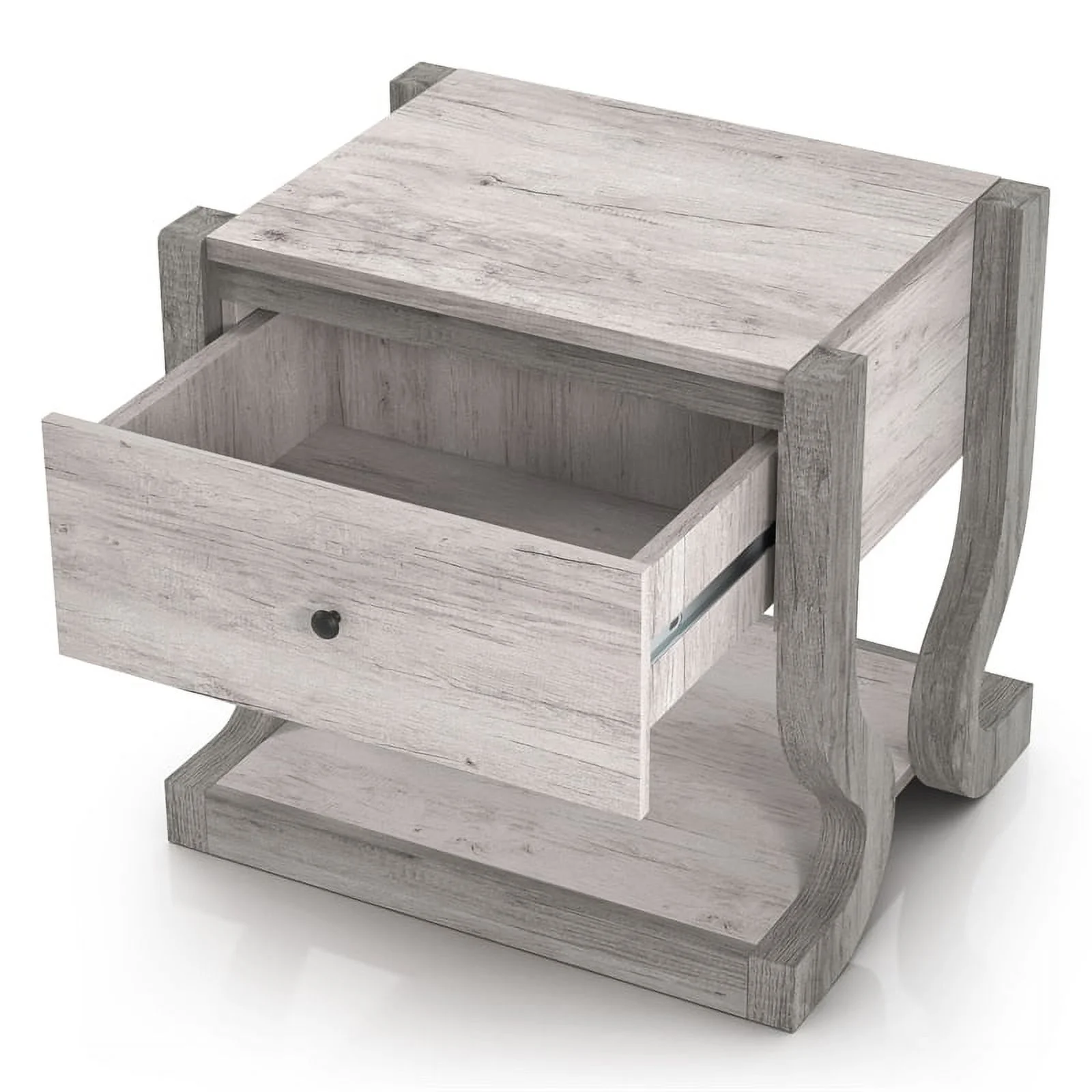 Furniture of America Tromb Wood 1-Drawer End Table with Shelf in White