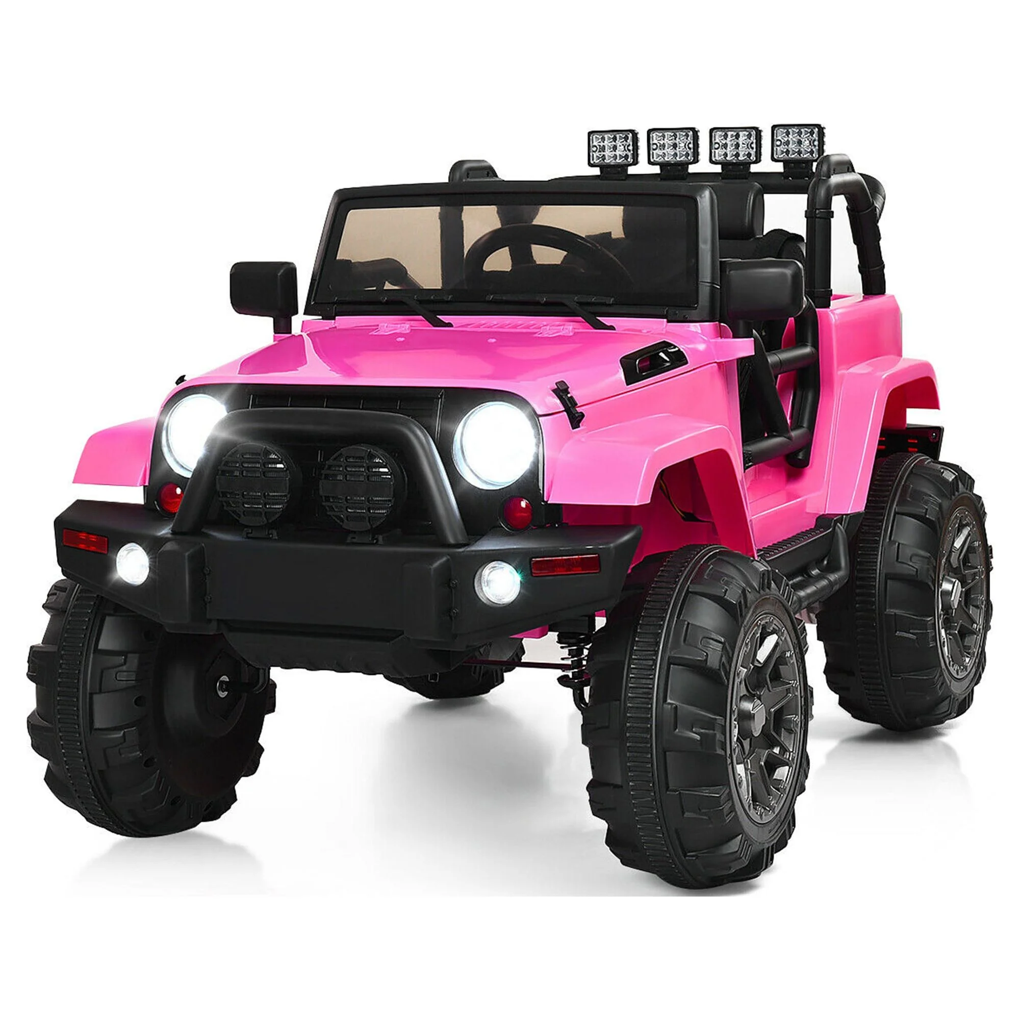 Gymax Electric 12V Kids Ride-on Car Truck Parent Control with 2.4 GHZ Remote Control Pink