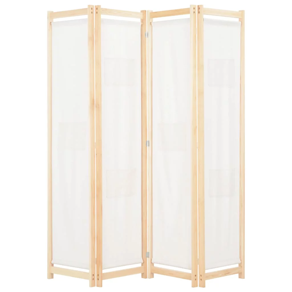 Dcenta Folding 4-Panel Room Divider Freestanding Wooden Frame with Fabric Covering Partition Room  Screens for Bedroom Living Room Home Furniture Decor 62.9