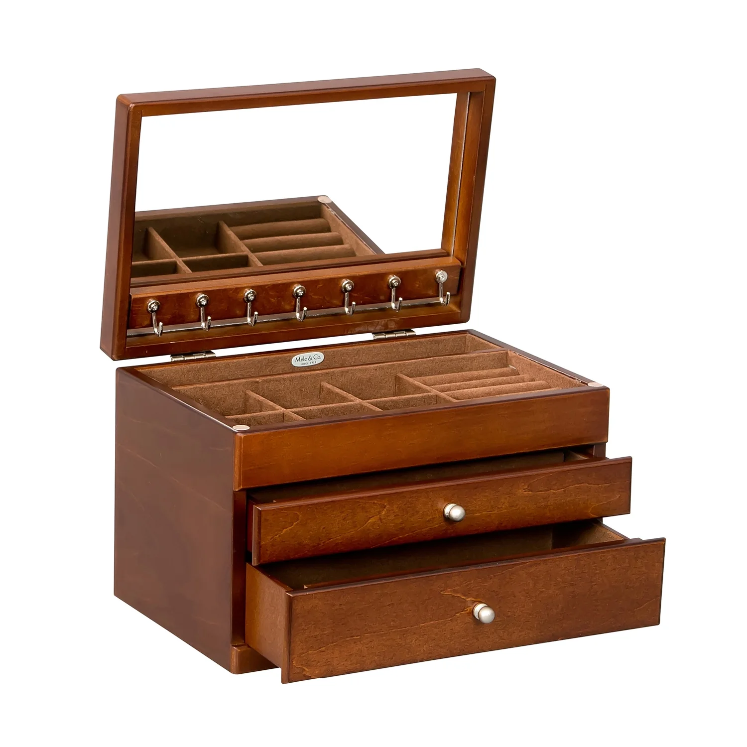 Mele & Co. Brisbane Wooden Jewelry Box in Walnut Finish