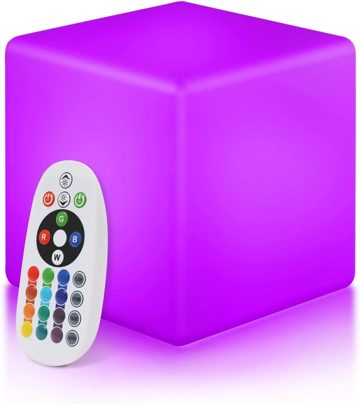 16-Inch LED Cube Chair Lights, Glow Cube Seat 16 RGB Color Changing Waterproof Light Up Stool Rechargeable Mood Lamp Decorative Lighting Light with Remote for Garden Patio Party Bar Cafe