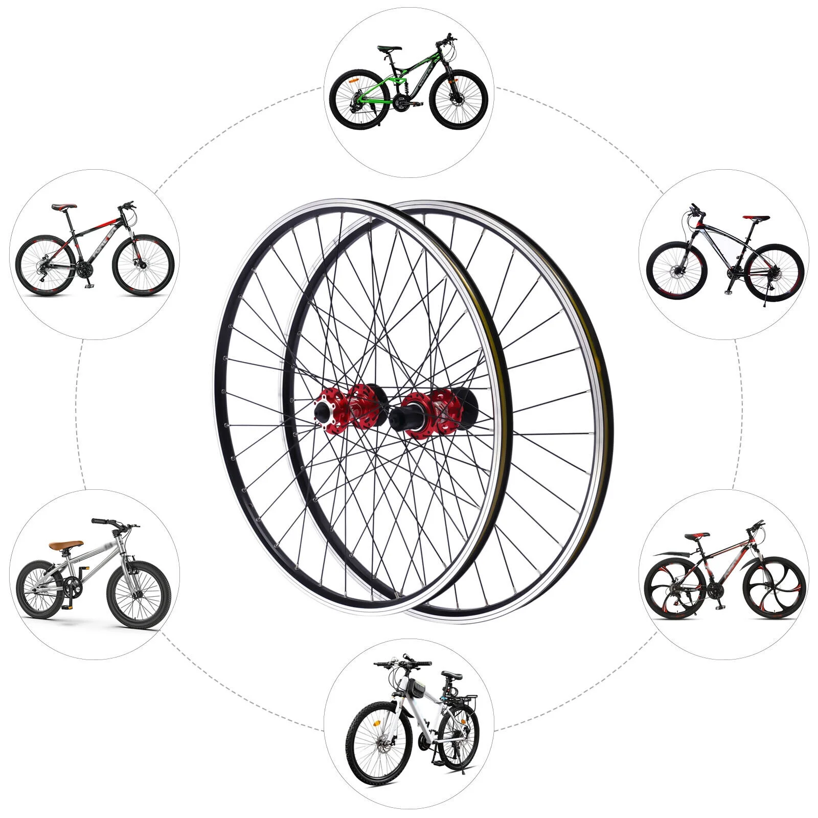 ZhdnBhnos 27.5'' Mountain Bike Wheelset Quick Release Front Rear Wheels Set MTB Bicycle Wheelset Aluminum Alloy Rim Disc Brake