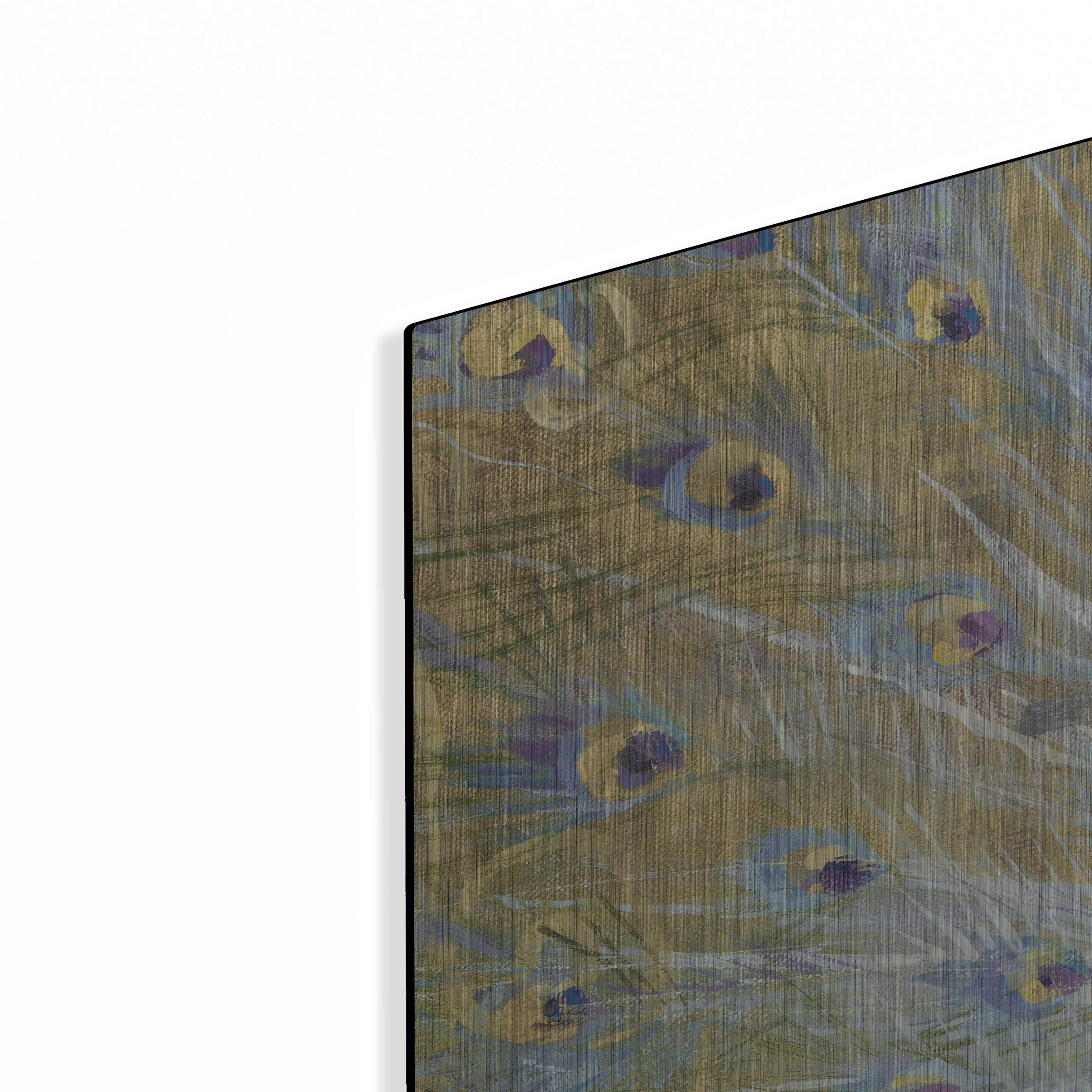 Luxe Metal Art 'Purple And Gold Peacock' by Danhui Nai, Metal Wall Art, 36