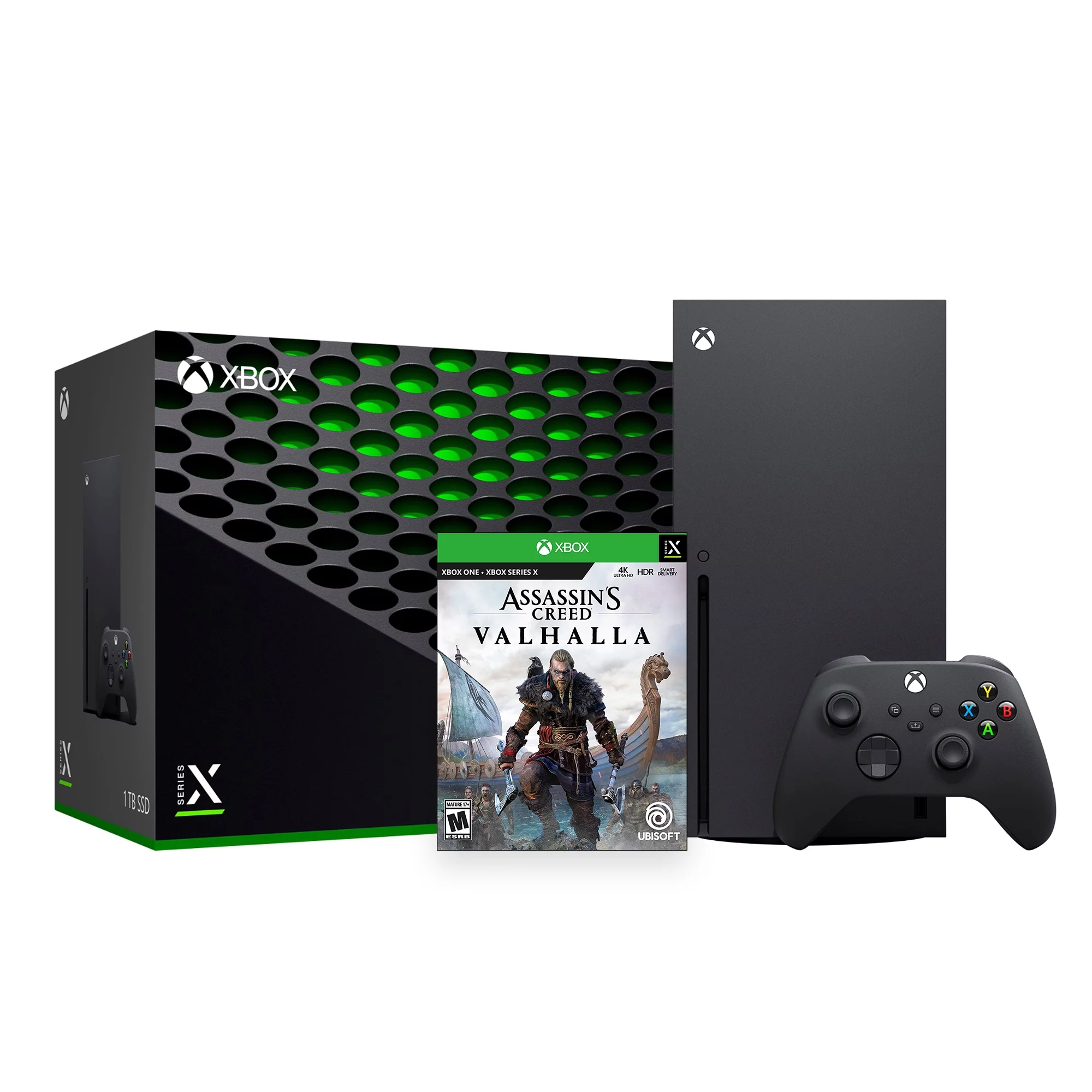 Xbox Series X Console Bundle - Flagship Xbox 1TB SSD Black Gaming Console and Wireless Controller with Assassin's Creed Valhalla and Xbox Chat Headset