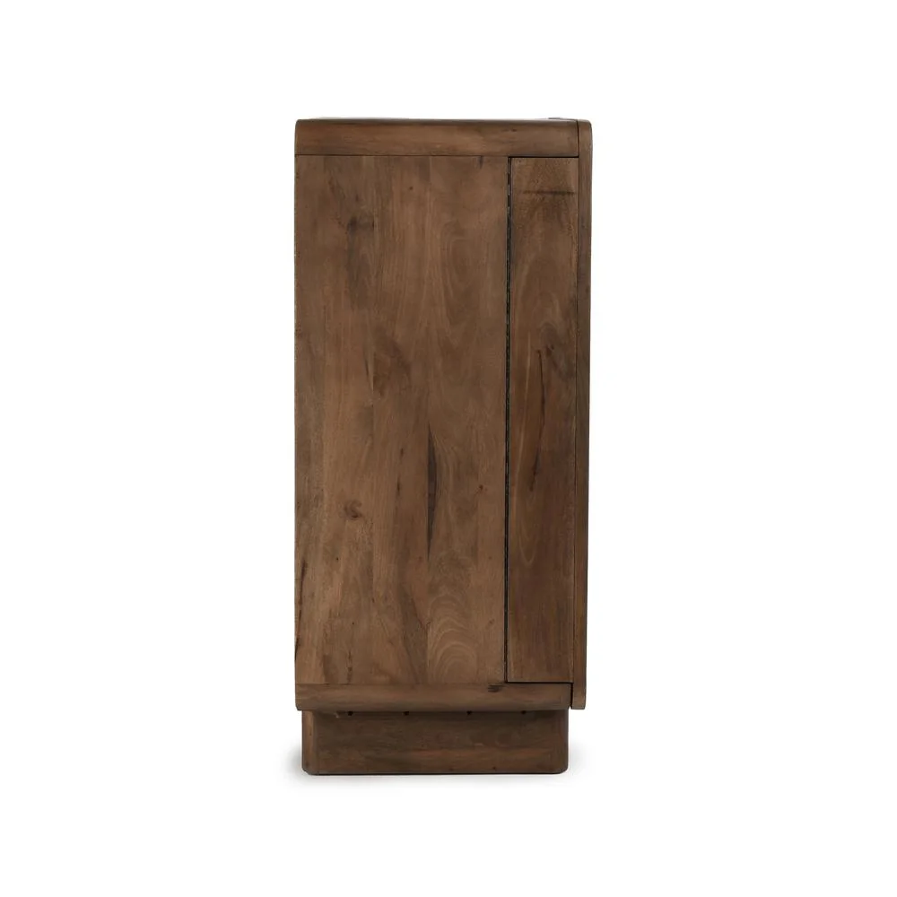 Classic Home Holmes Mango Wood Carved Bar Cabinet in Brown