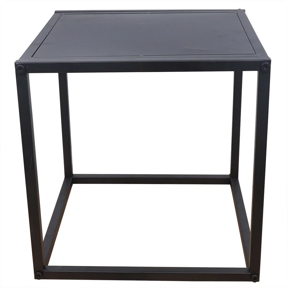 2PC Modern Metal Square Tray Coffee Table End Table Side Table Matte Black Plate