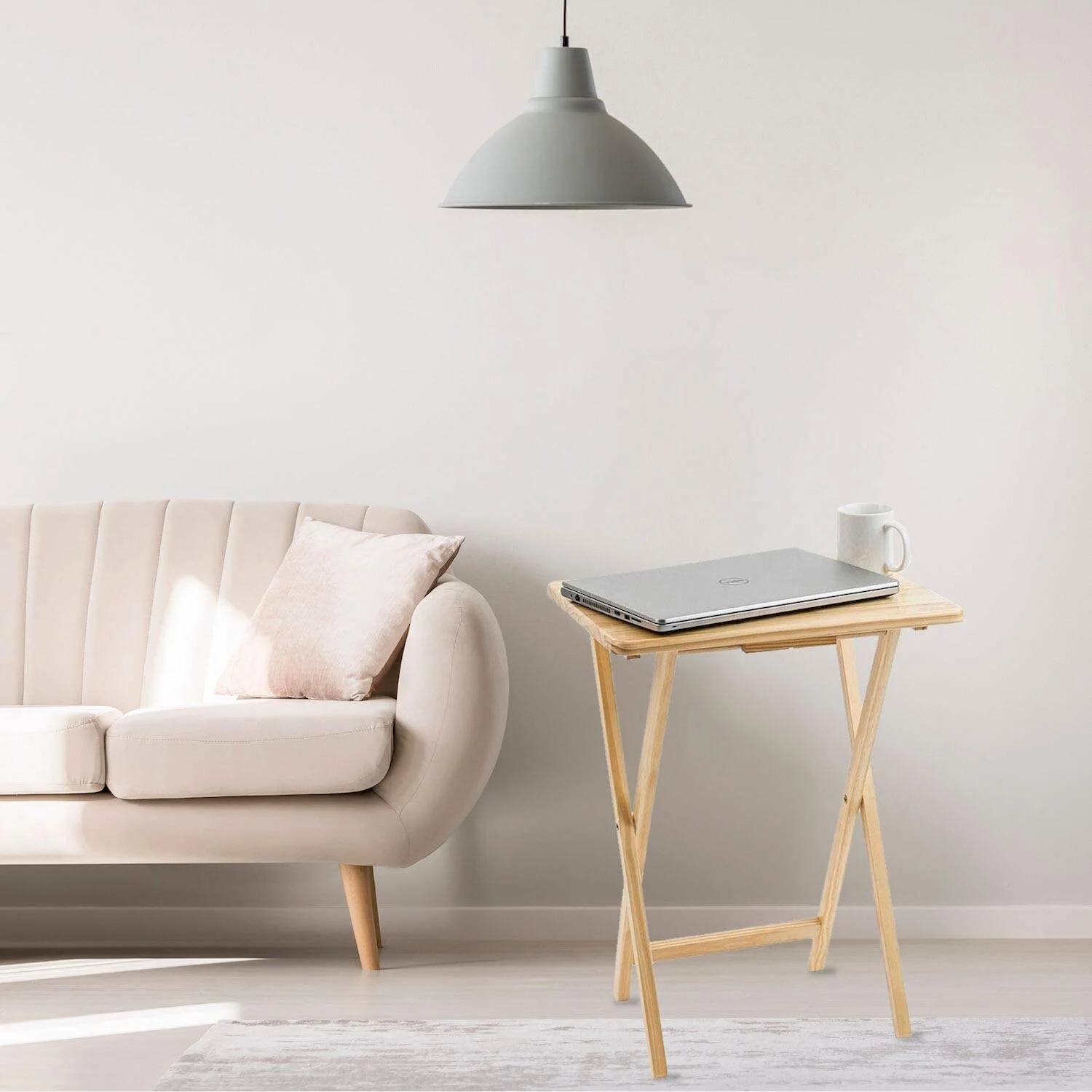 xrboomlife MFS Basics Classic TV Dinner/Snack 4 Table Set with Holder - Natural