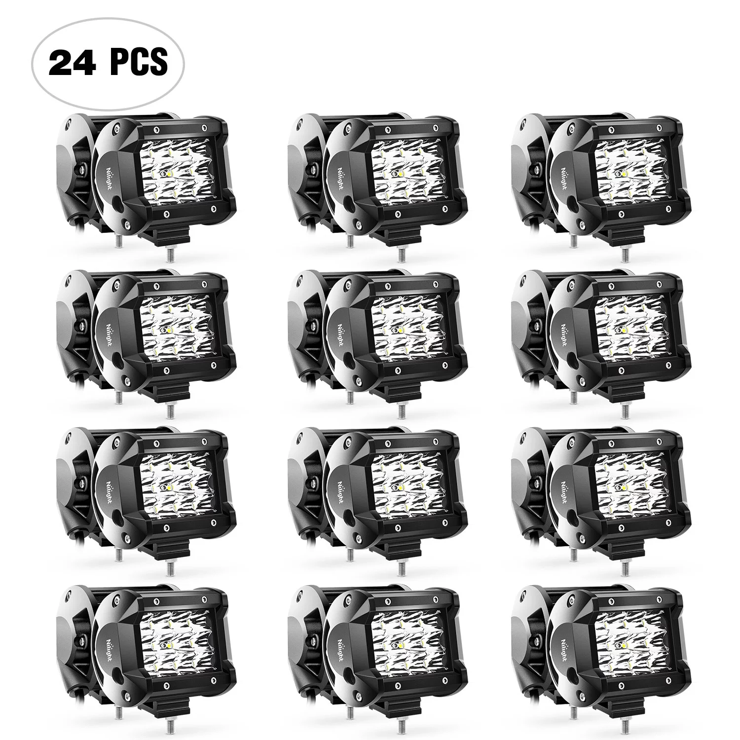 Nilight 3.6 Inch 36W LED Light Bar, 24 Pcs Triple Row Spot Pods 3600LM Work Drivng Lamp Off Road Lights Fit for Trucks UTV ATV Marine Boat Lighting, 2 Years Warranty