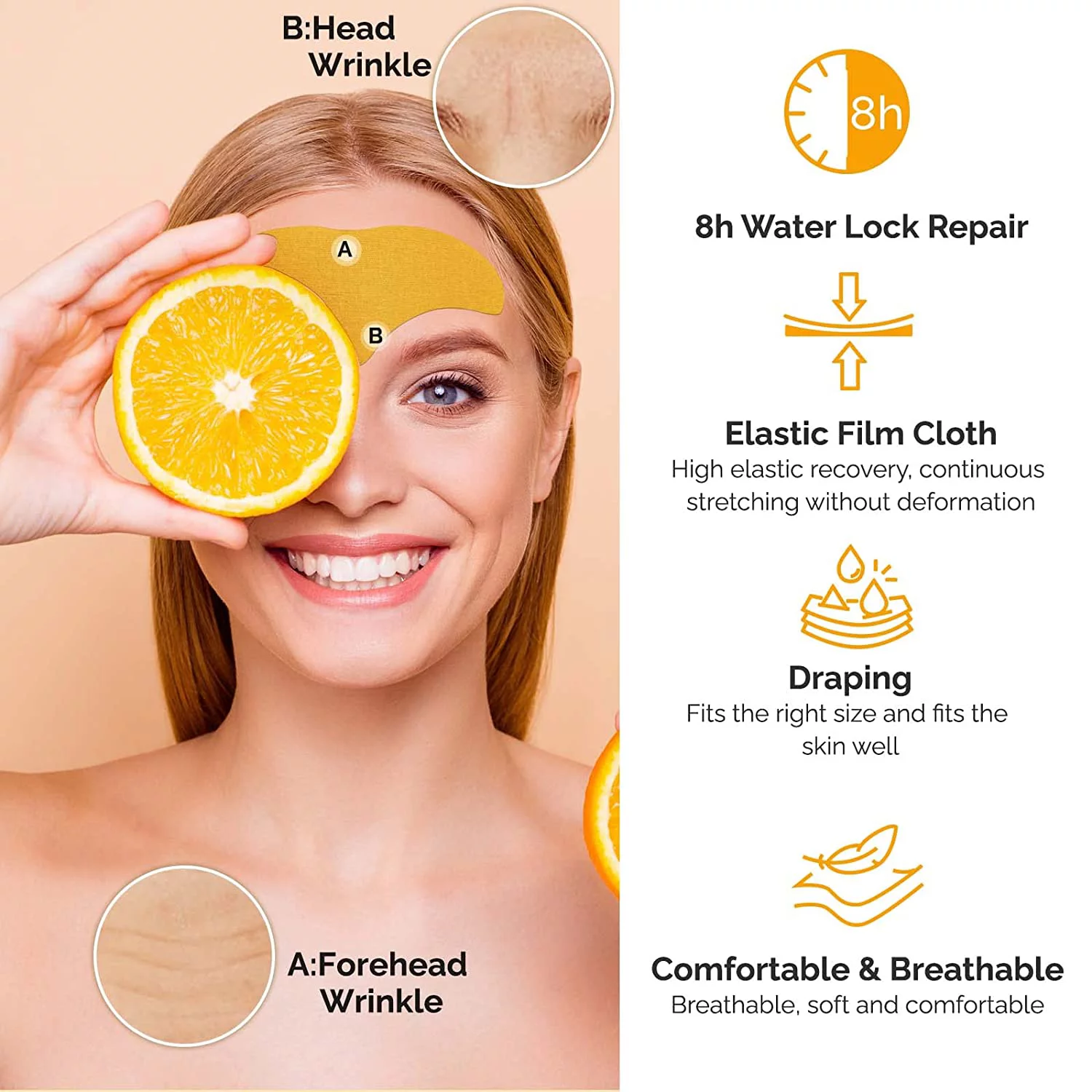 Forehead Patches, 10 PCS Face Patches, Smooth Forehead to Smooth Fine Lines & Wrinkles, Natural Anti- Forehead Patches with Hydrolyzed Collagen for Men & Women