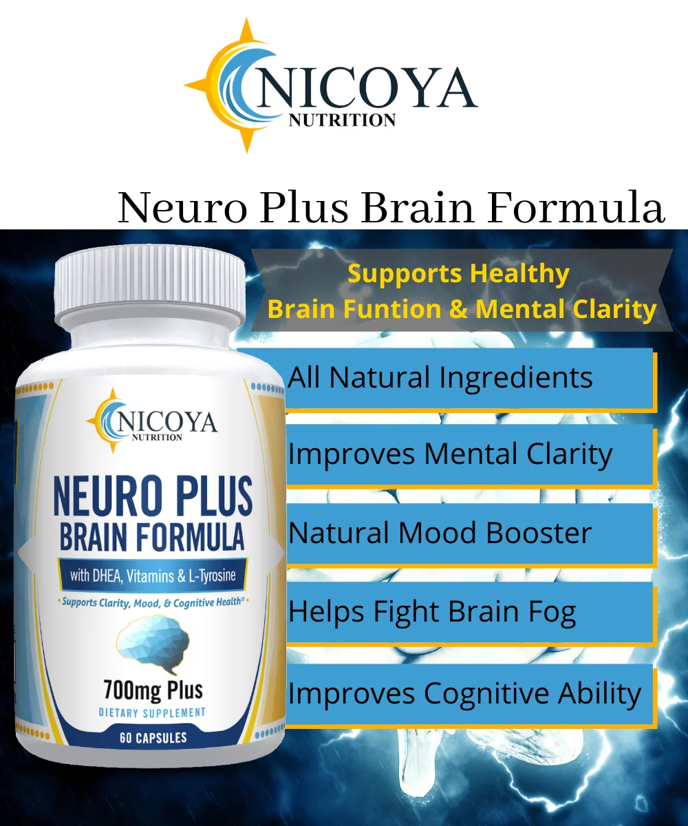 Nicoya Nutrition Neuro Plus Brain Formula  & Focus 60ct, Healthy Memory Function, Clarity Nootropic Supplement 60 Capsules