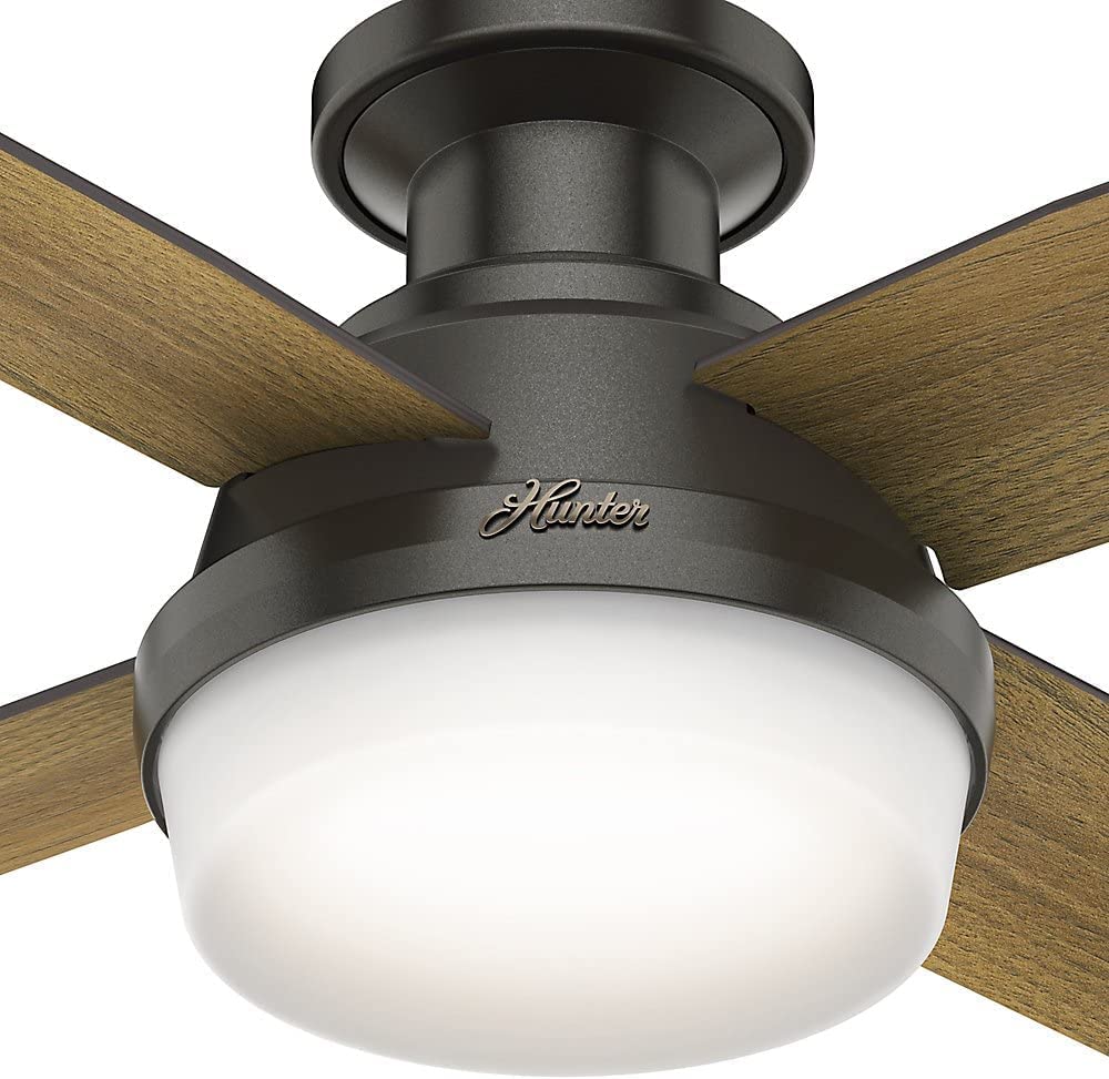 AUCHI Fan Company, 59445, 44 inch Dempsey Noble Bronze Low Profile Ceiling Fan with LED Light Kit and Handheld Remote