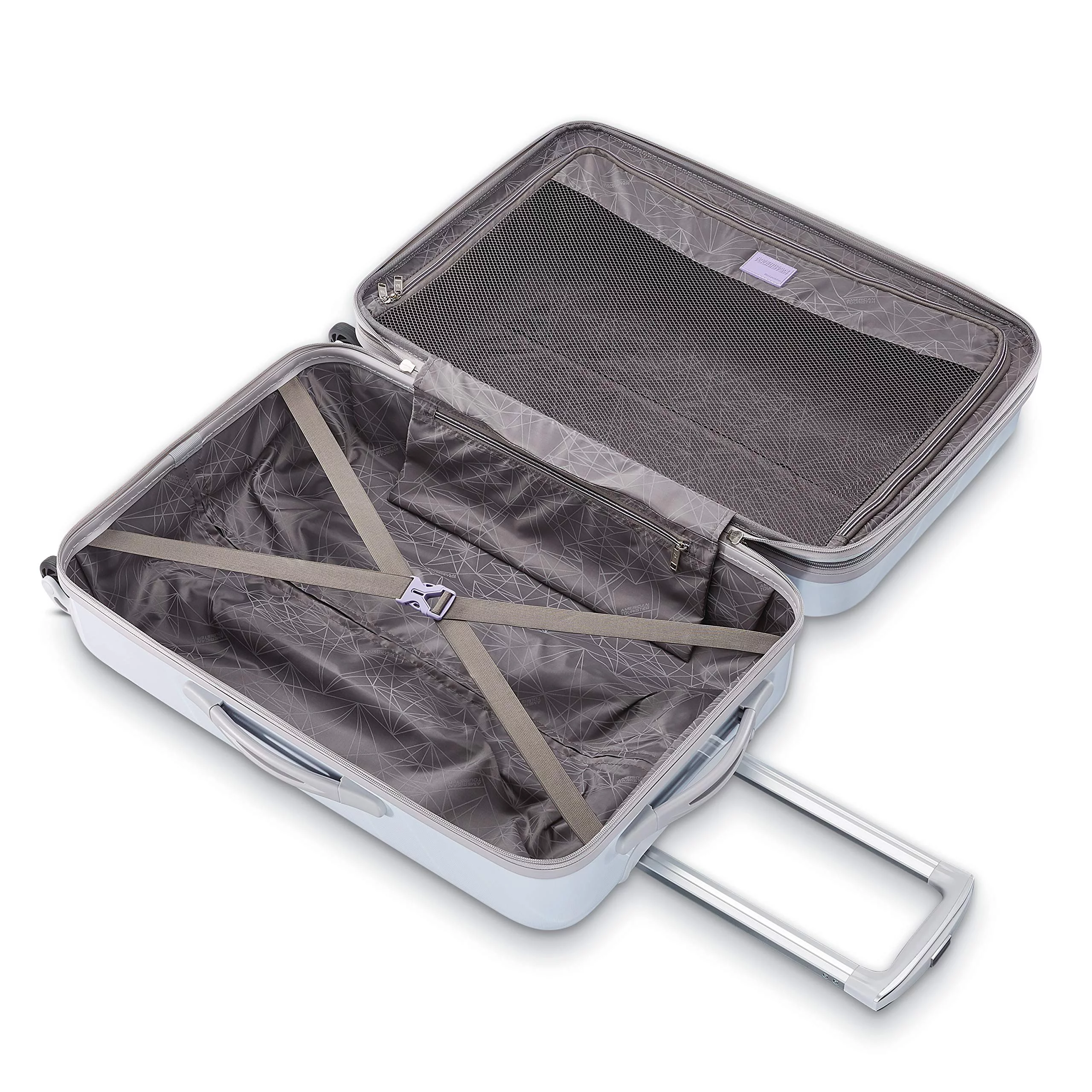 American Tourister Moonlight Hardside Expandable Luggage with Spinner Wheels (Iridescent White, 3-Piece Set (21/24/28))