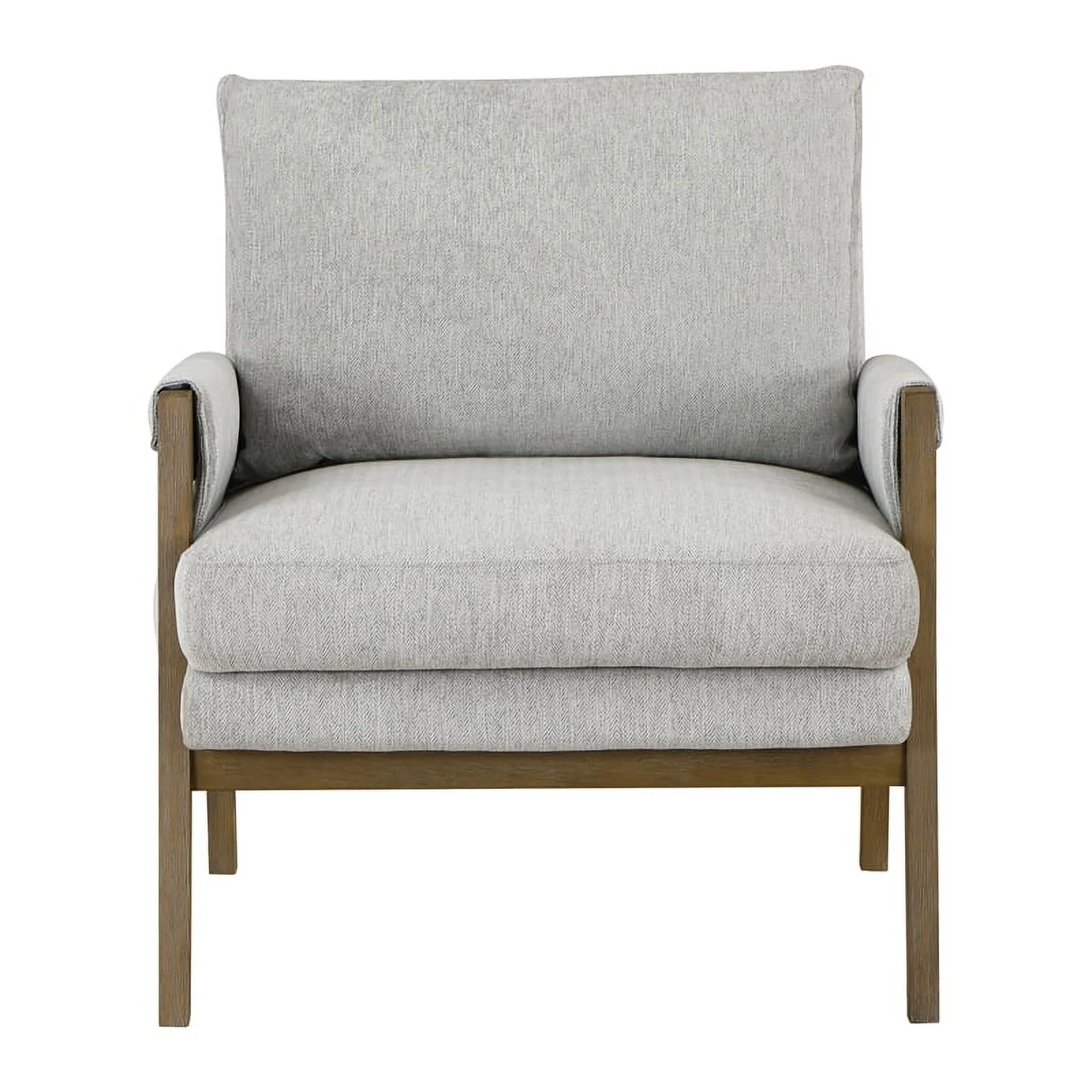Faber Wood Frame Armchair in Smoke Gray Fabric
