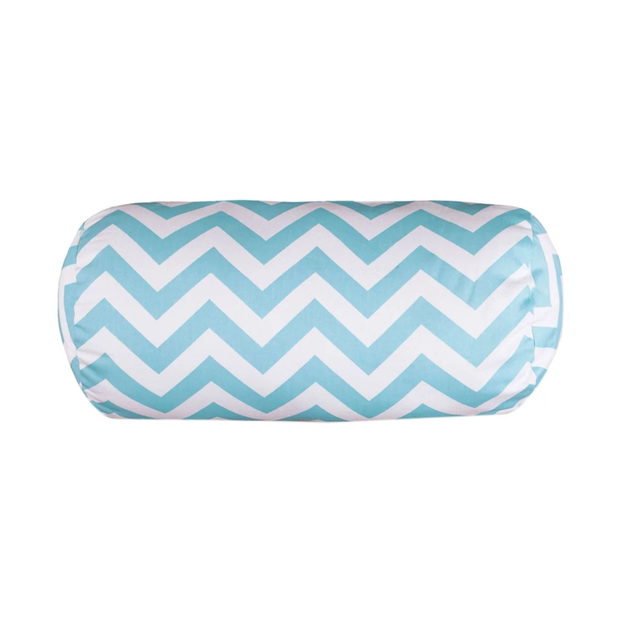 Majestic Home Goods Decorative Light Blue Chevron Round Bolster Pillow