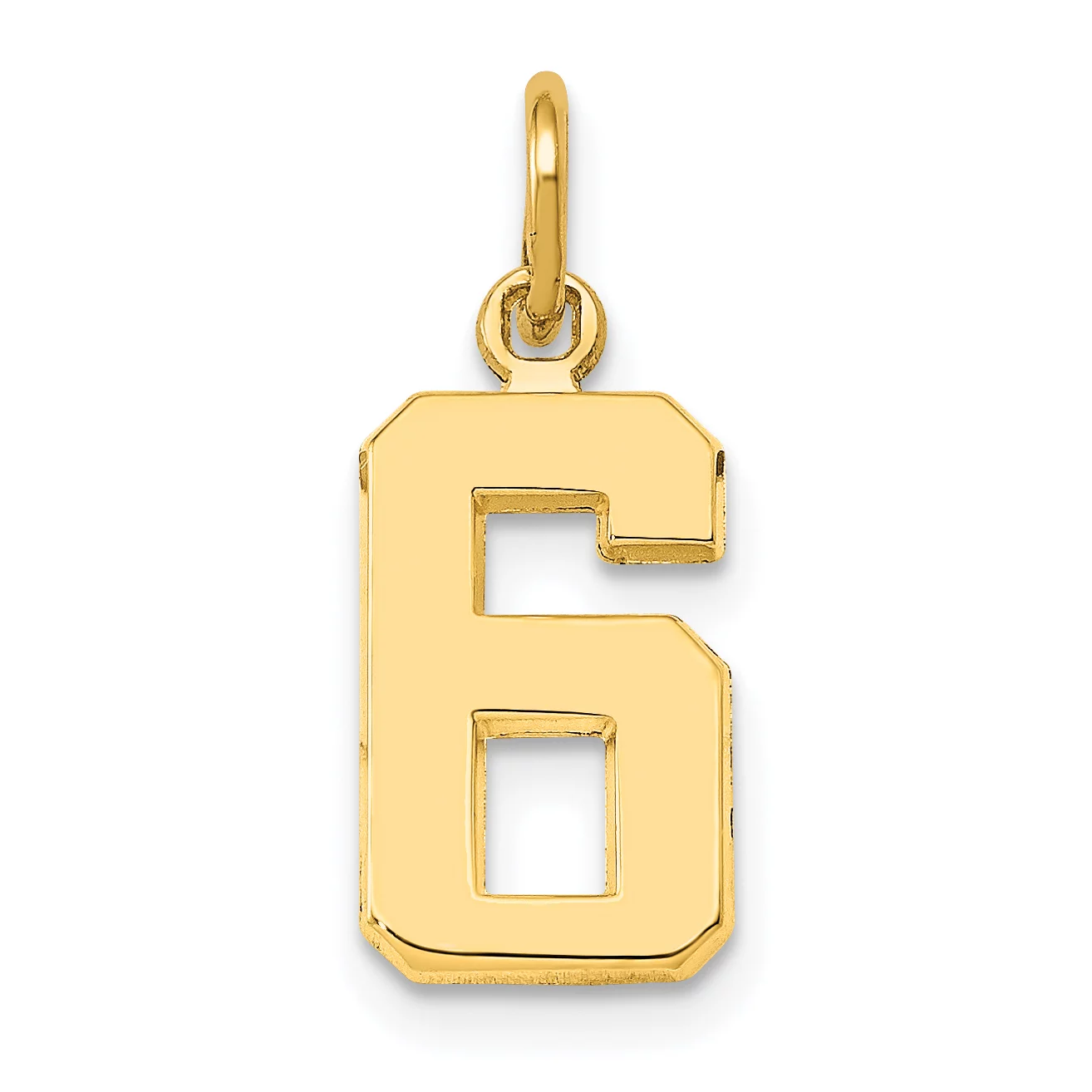 Carat in Karats 10K Yellow Gold Casted Small Polished Number 6 Pendant Charm (20mm x 7mm) With 14K Yellow Gold Lightweight Rope Chain Necklace 20''