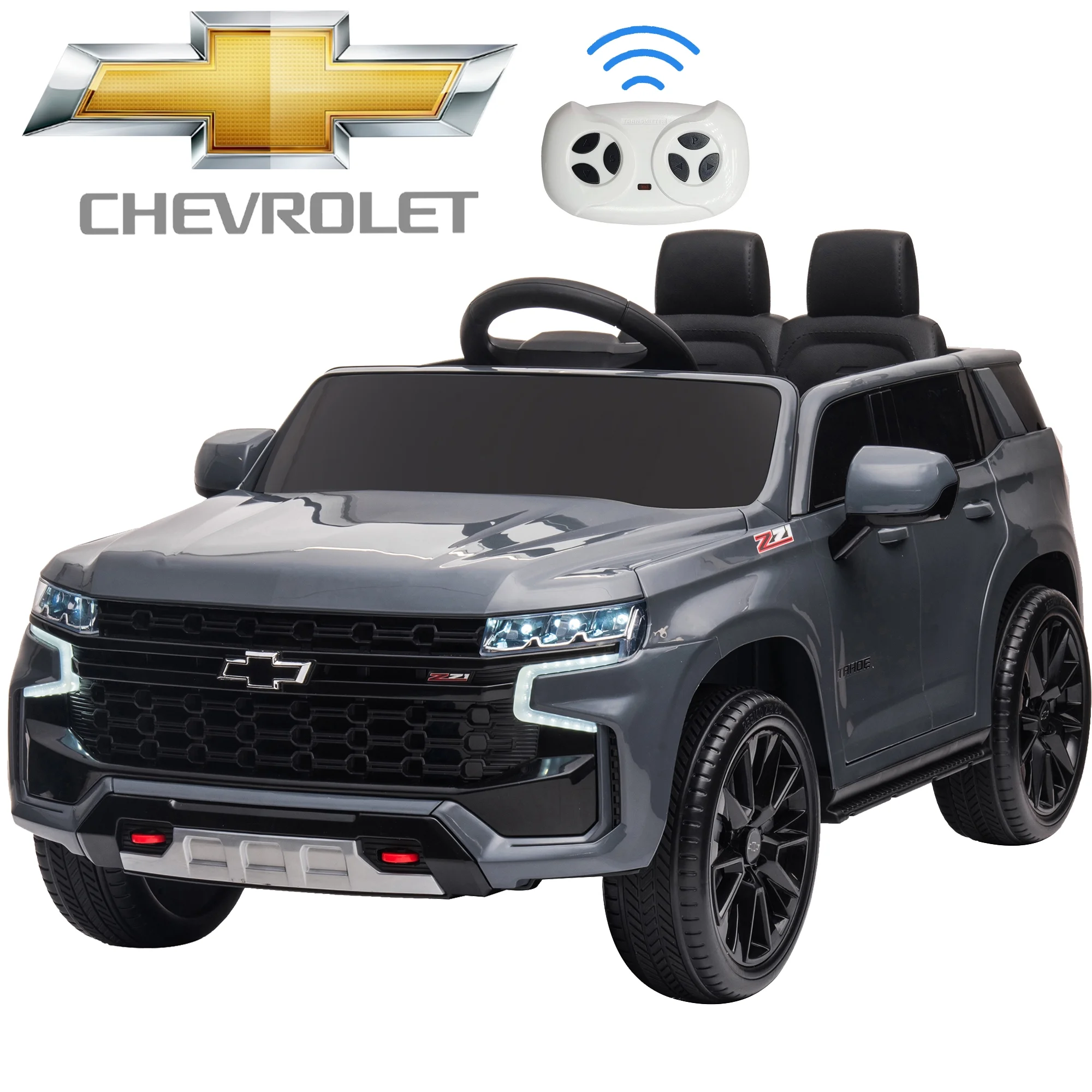 iRerts Gray 12V Chevrolet Tahoe Powered Ride On Cars with Remote Control, Kids Ride on Toys for Boys Girls Gifts Ages 3-6, Battery Powered Kids Electric Cars with Music, MP3/USB/AUX Port