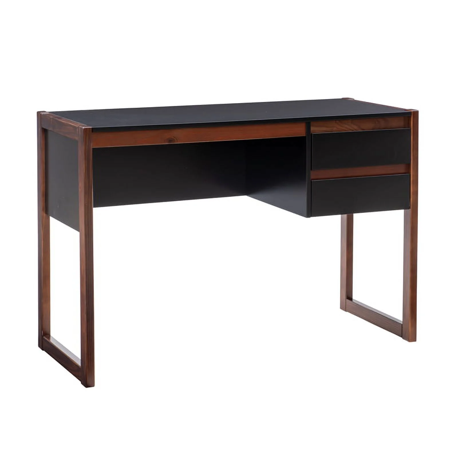 Linon Brock Wood Two Drawer Desk in Black and Walnut