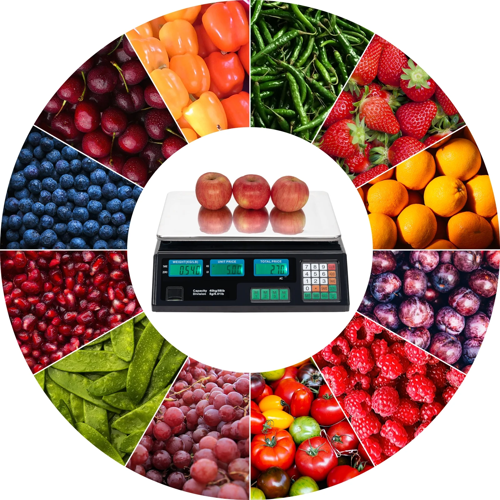 40kg/5g Digital Weight Scale Price Computing Retail Count Scale Food Meat Vegetable Scales