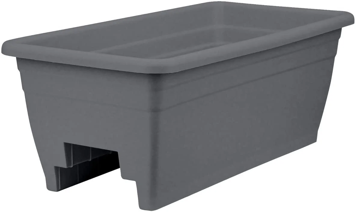 HCC  24 in. Deck Rail Plastic Box Planter, Warm Gray