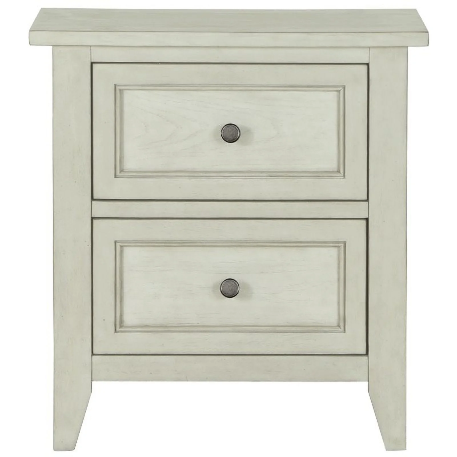Home Square 2 Drawer Wood Nightstand Set in Weathered White (Set of 2)