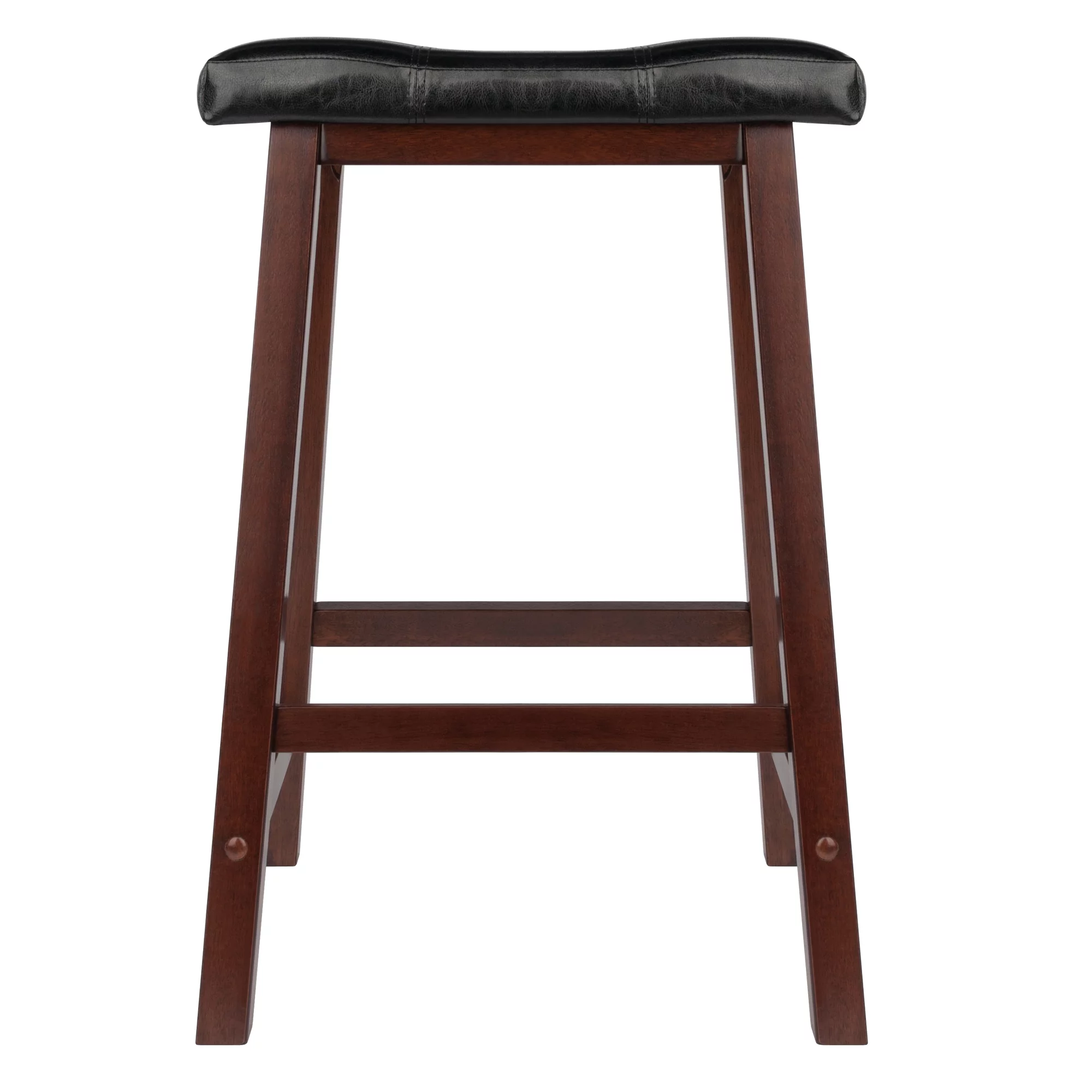 Winsome Wood Harrington 3-Pc Set, Drop Leaf Table & 2 Cushion Saddle Seat Counter Stools, Walnut Finish