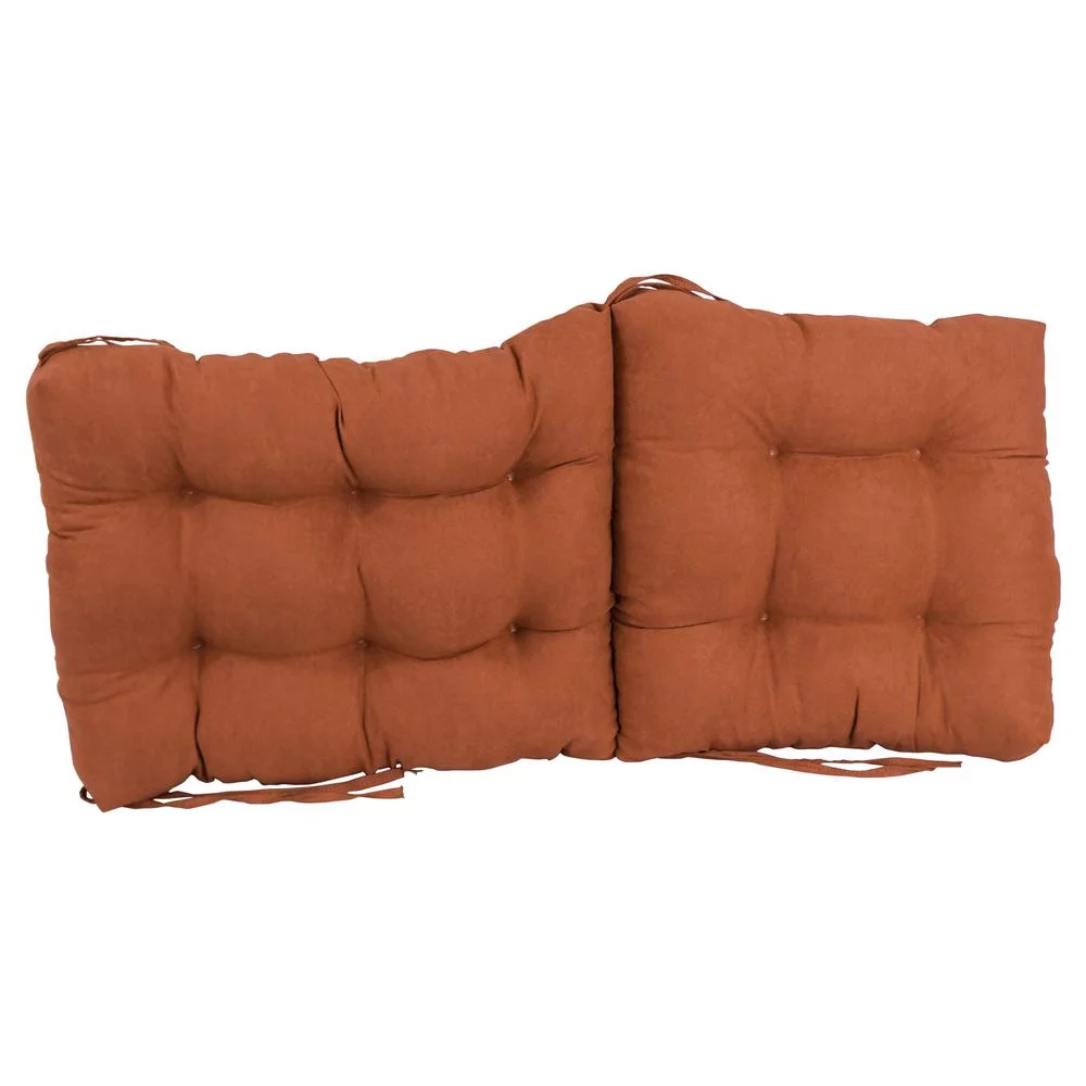Blazing Needles  18 x 38 in. Solid Microsuede Tufted Chair Cushion, Spice