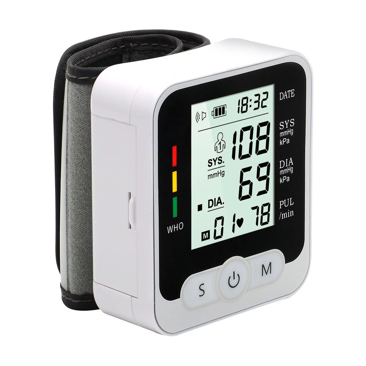 Blood Pressure Monitor Wrist Blood Pressure Machine Voice Automatic Digital Backlight LCD Display 5.3