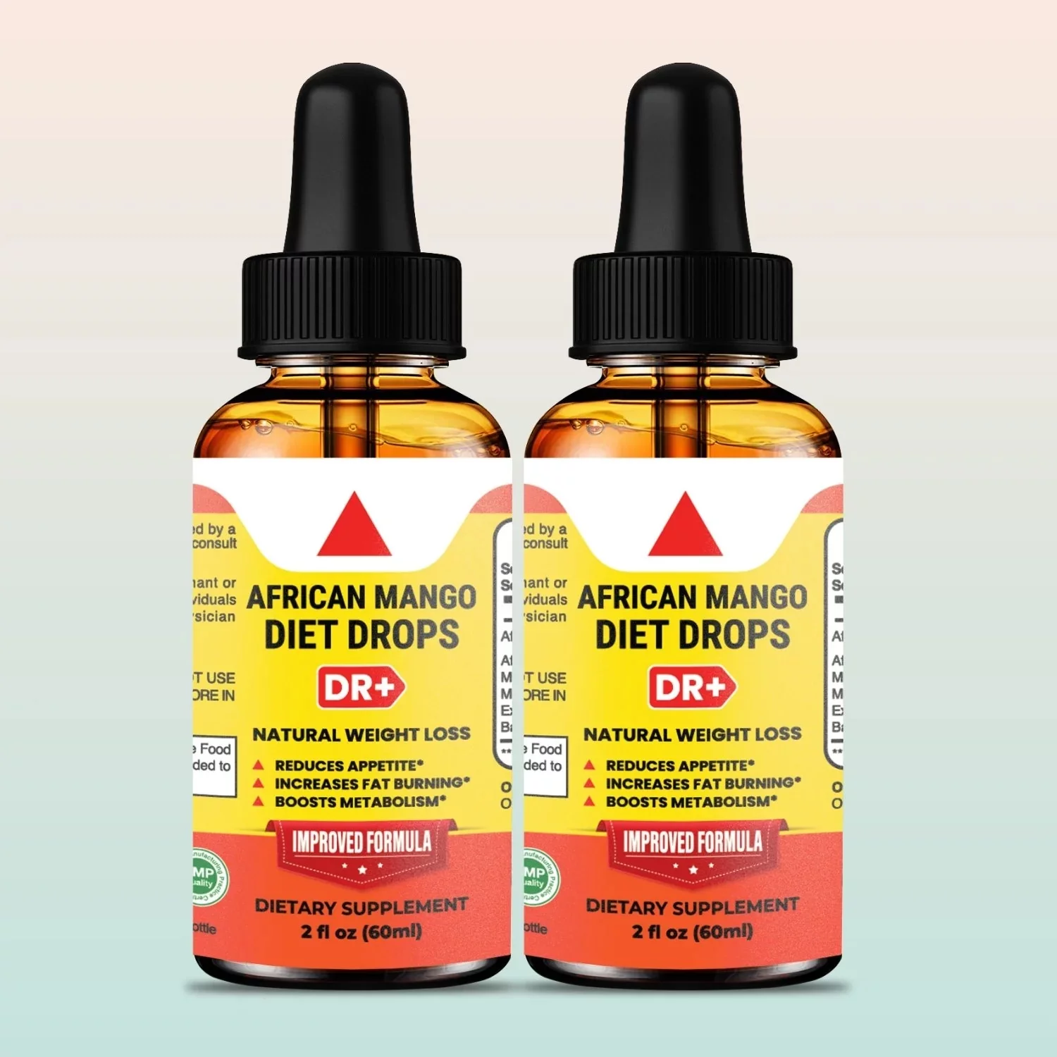 African Mango Wellness Drops - Diet Drops Suppress Appetite Burn Fat Boost Energy Fast Results 2-Pack