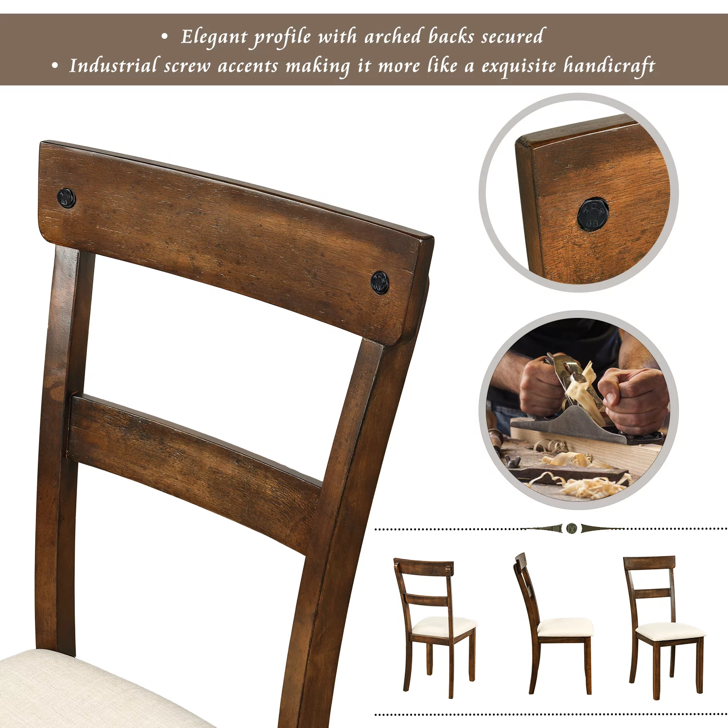 Euroco Wood 5 Piece Dining Table Set with Cushions, Brown