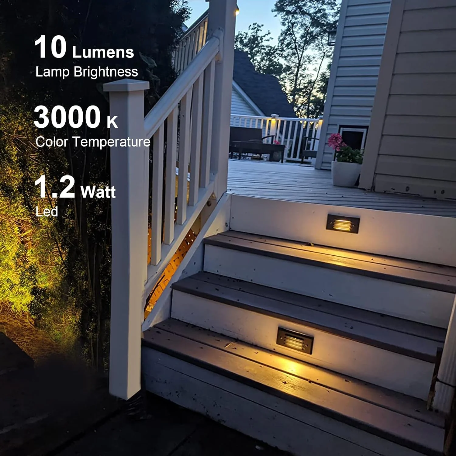 OUWI Low Voltage Step Lights Outdoor 12V AC Landscape Stair Lights 4PK 1.2W LED Deck Lights Outdoor Step Lighting 3000K Warm White with Cable Connectors Aluminum Work with Lighting Transformers
