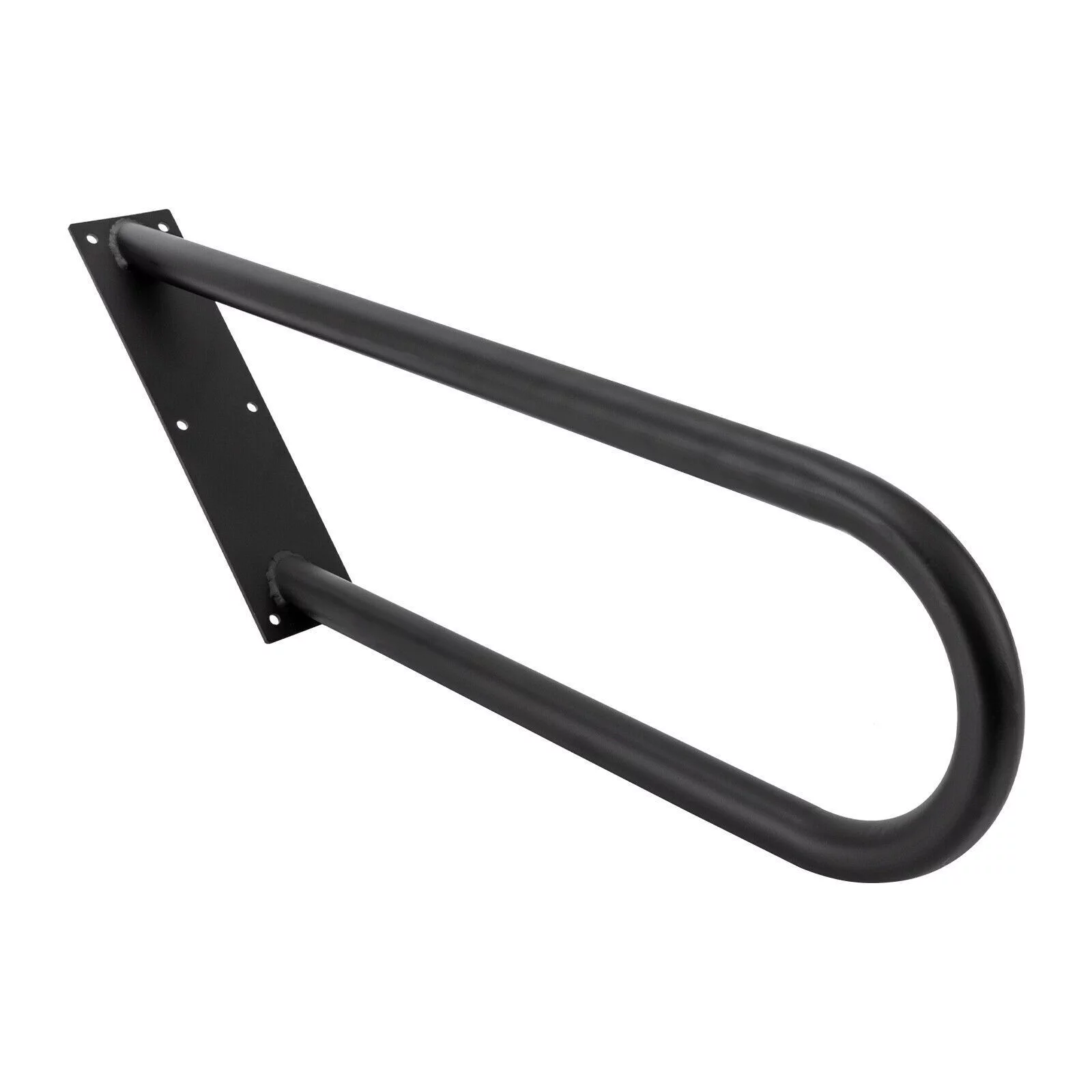 U-Shape Non-Slip Metal Step Stairs - Wall Mounted Pipe Handrails Black