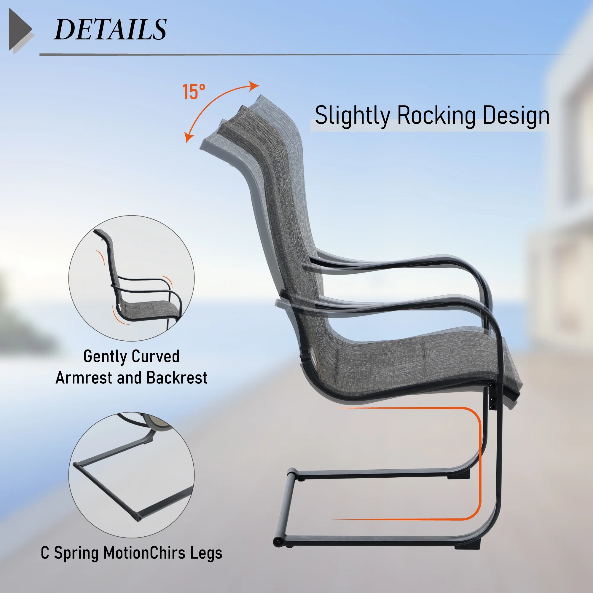 Sophia & William 5 Pieces Metal Patio Dining Set Paded Chairs and Table Furniture Set