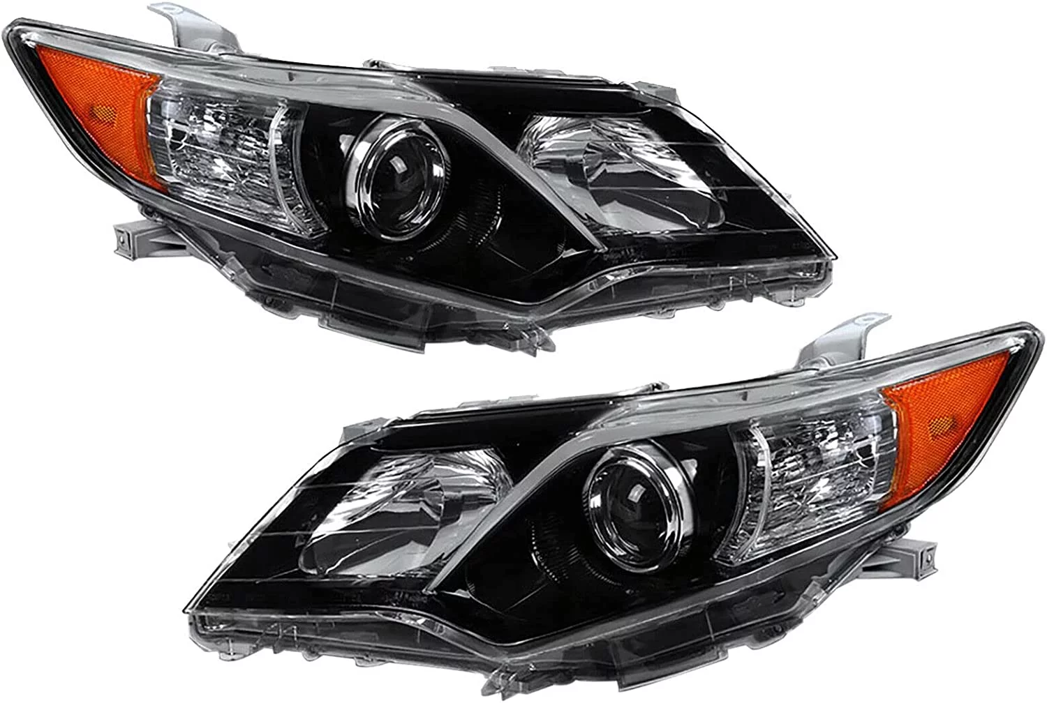 DENEST Headlight Assemblies Pair Set Left+Right - For 2012 2013 2014 Camry Pearl Black Projector Headlights/Headlamps Assembly