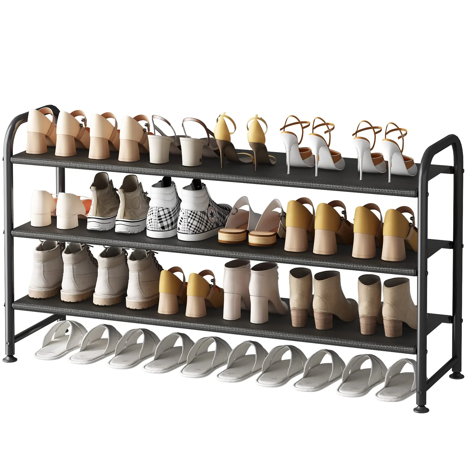 SUOERNUO 3-Tier Long Shoe Rack for Closet Shoe Organizer for Closet Floor Entryway Storage Stackable Wide Shoe Shelf
