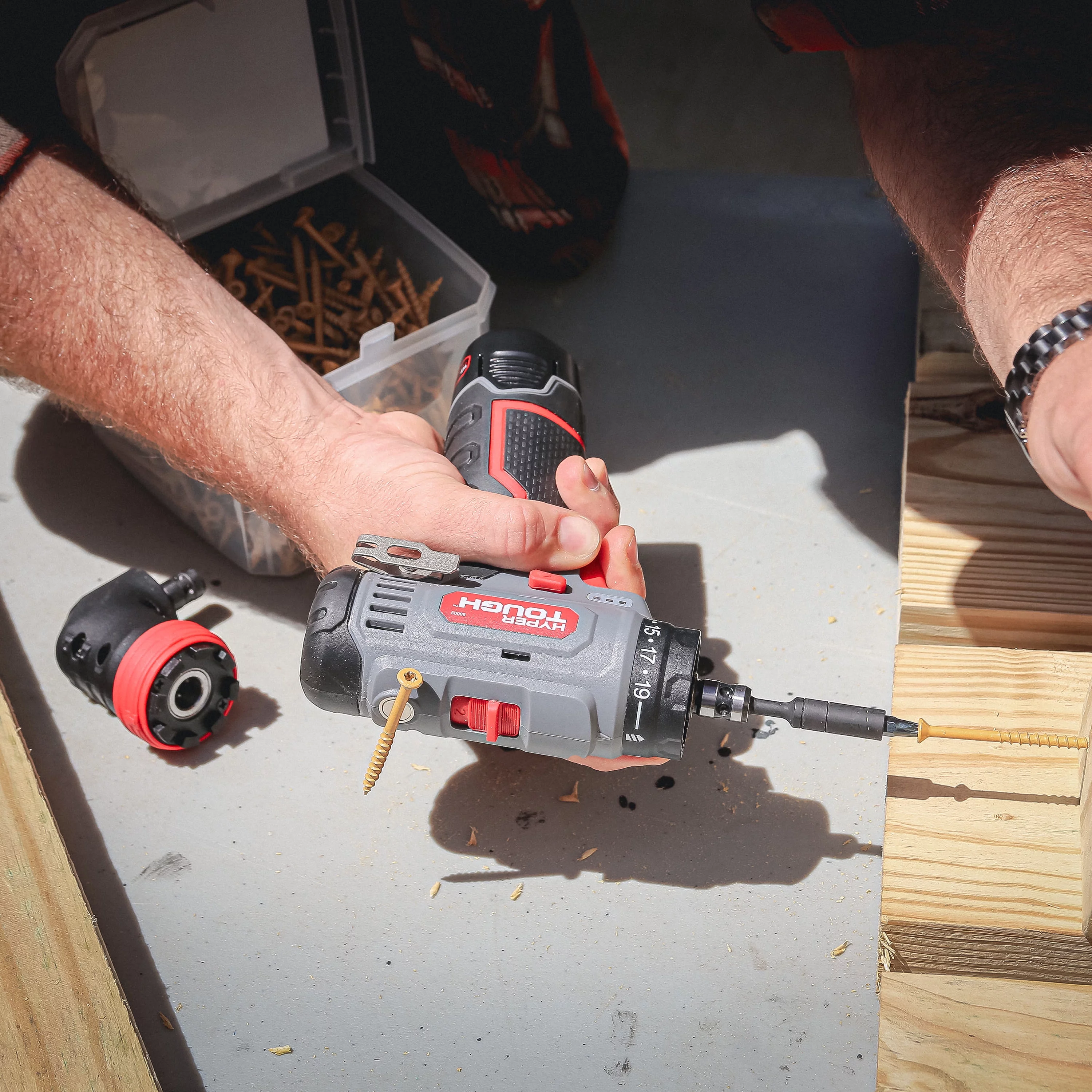 Hyper Tough 12V Max Lithium-Ion 3-in-1 Multi-Head Power Drill Set with 1.5Ah Battery and Charger, 80003