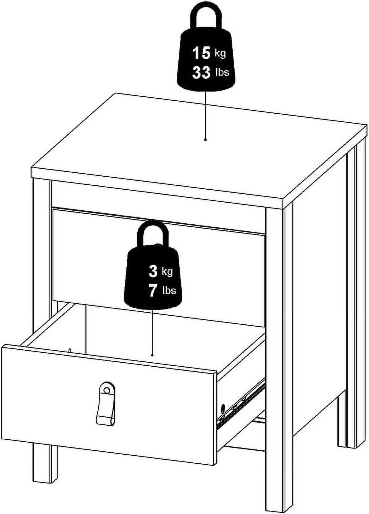 Tvilum, Black Matte Madrid 2 Drawer Nightstand