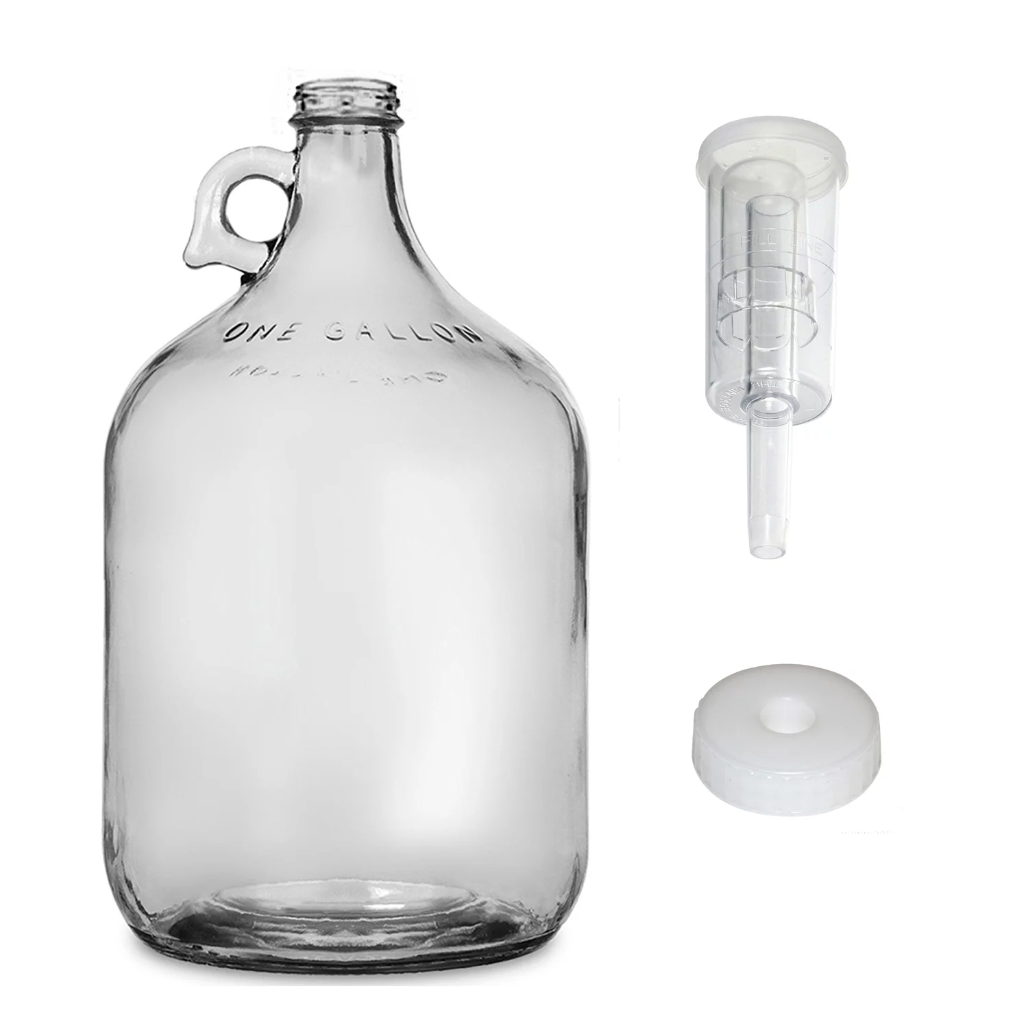 Home Brew Ohio One Gallon Glass Jug with 38mm Cap with Hole and Airlock Set of 4