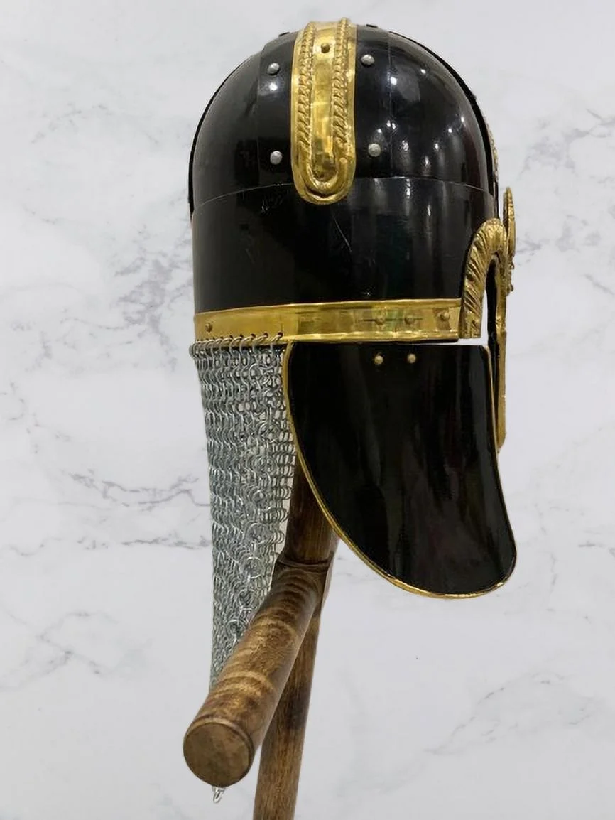 Thor Instruments  Coppergate Barbuta Crusader Knight Templar With Butted Chain mail Replica Helmet Best Gift For Cosplay Costumes