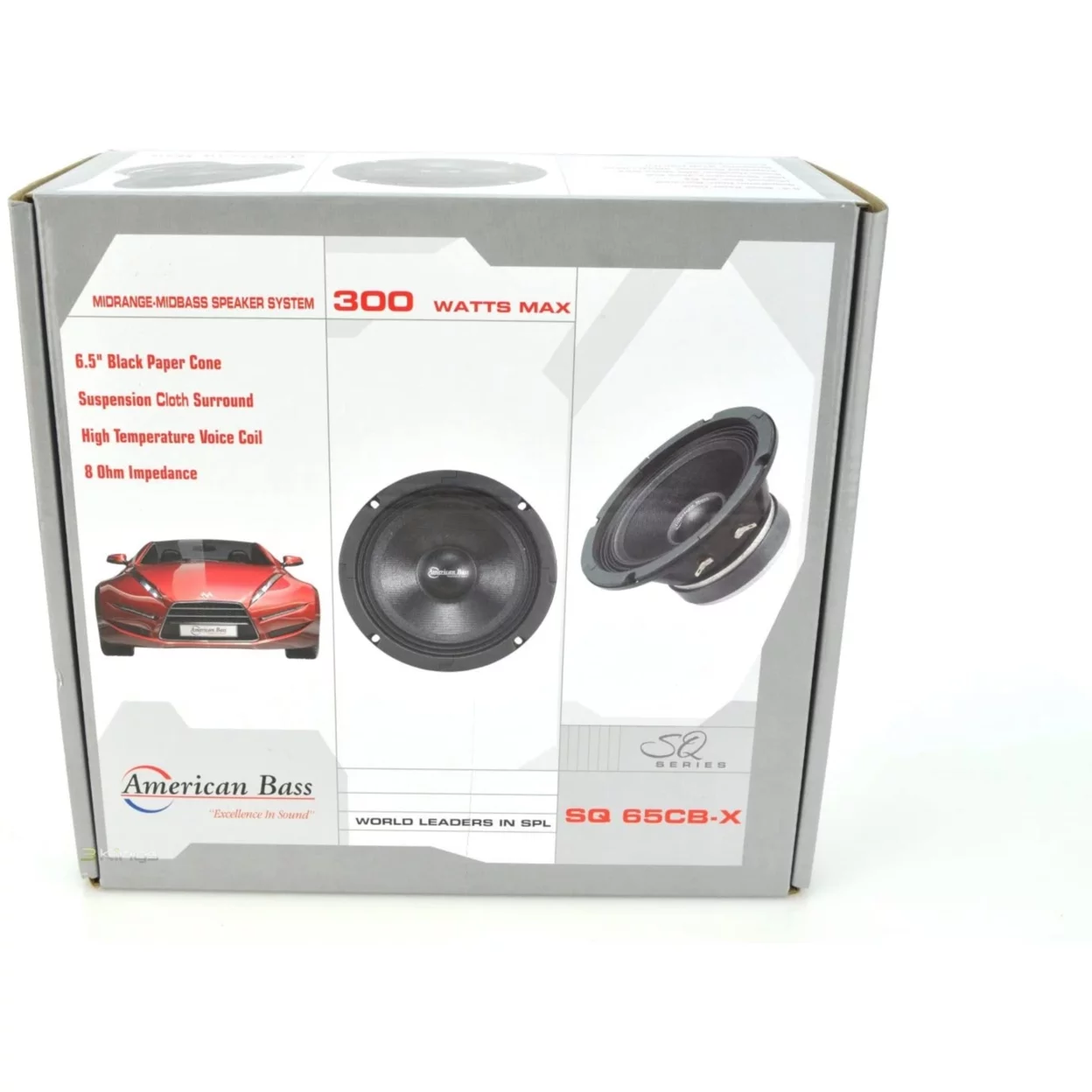 (Pack of 2) American Bass 6.5 inch Midrange Speaker 300W Max 8 Ohm Midbass Car Audio SQ65CB-X